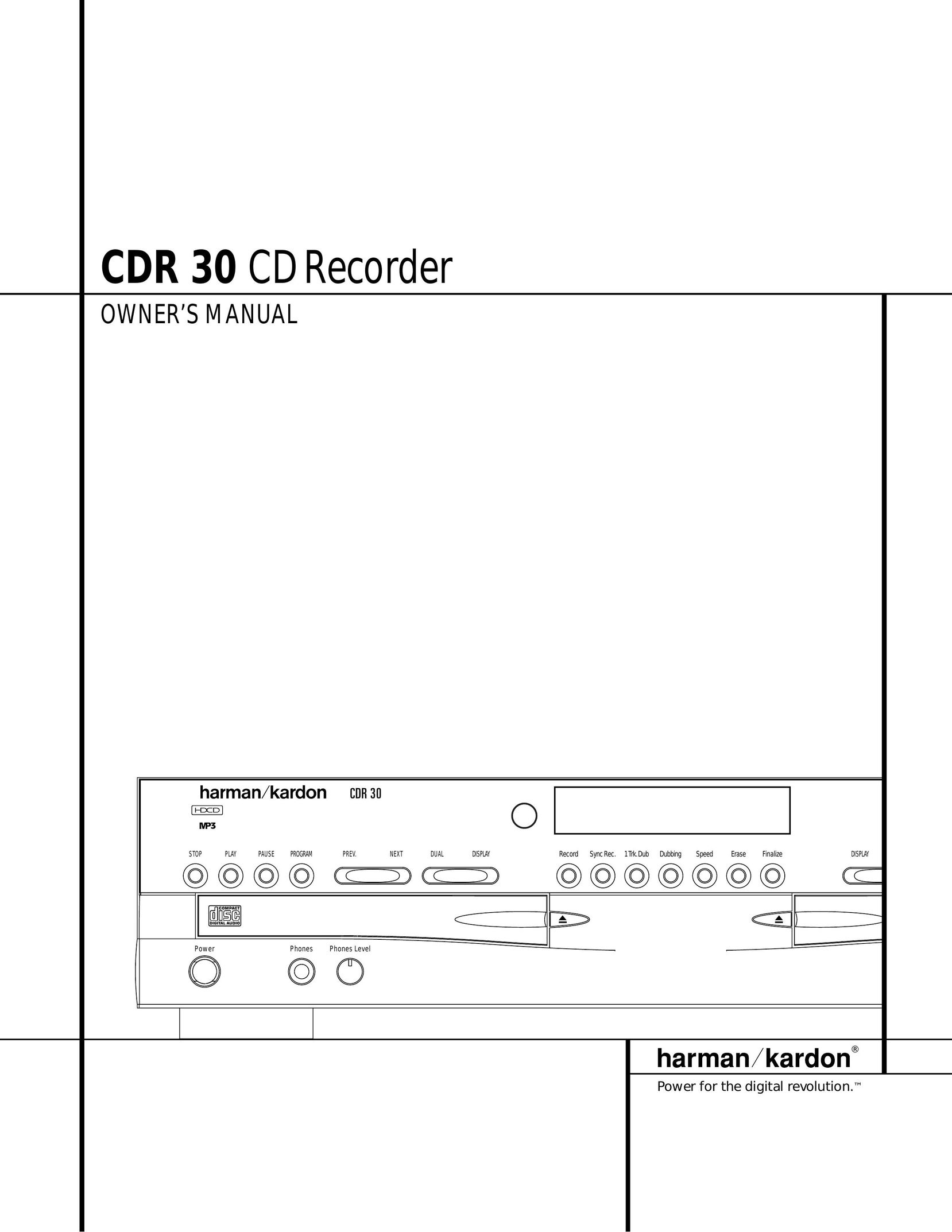 Harman-Kardon CDR 30 CD Player User Manual