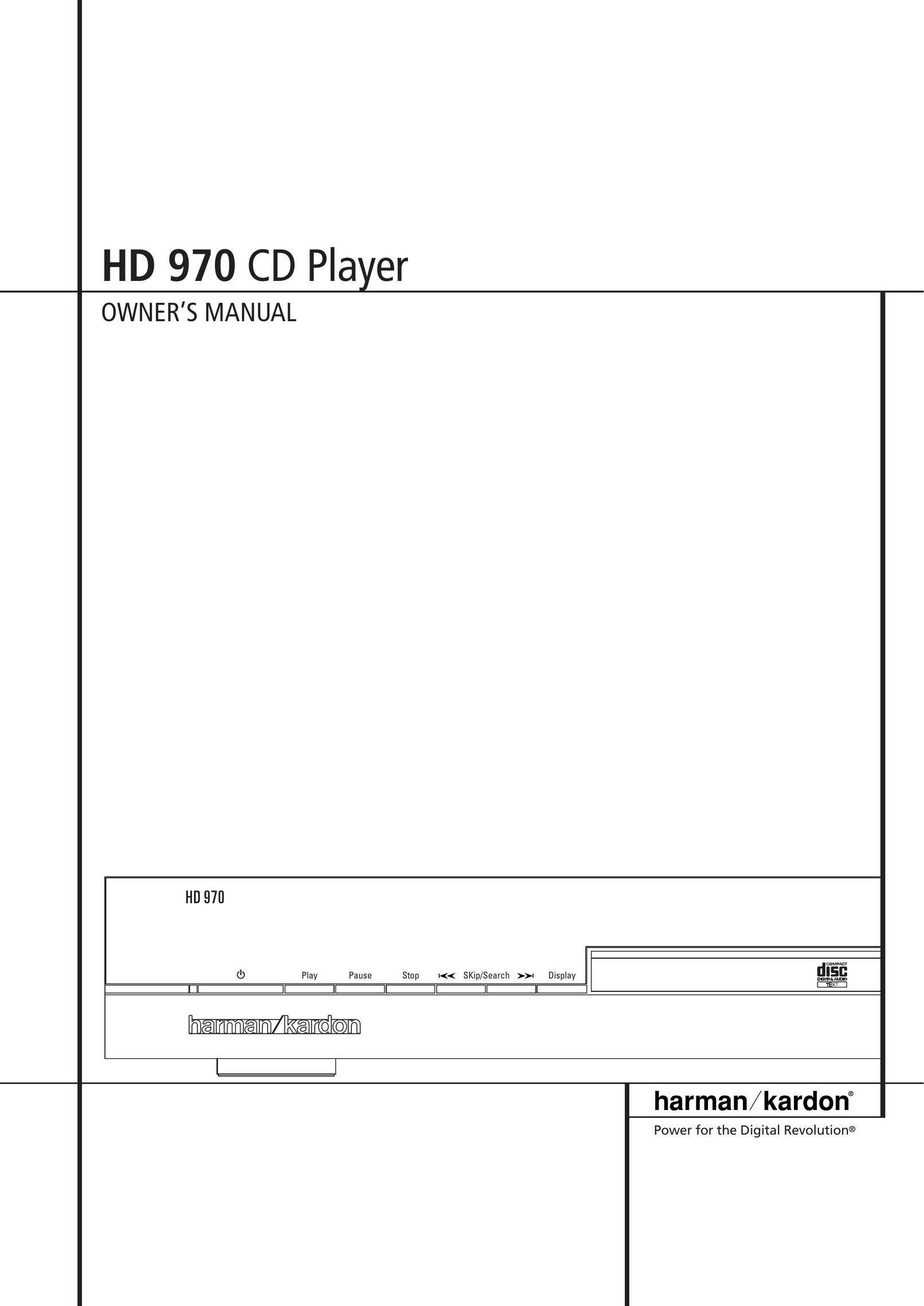 Harman-Kardon HD 970 CD Player User Manual