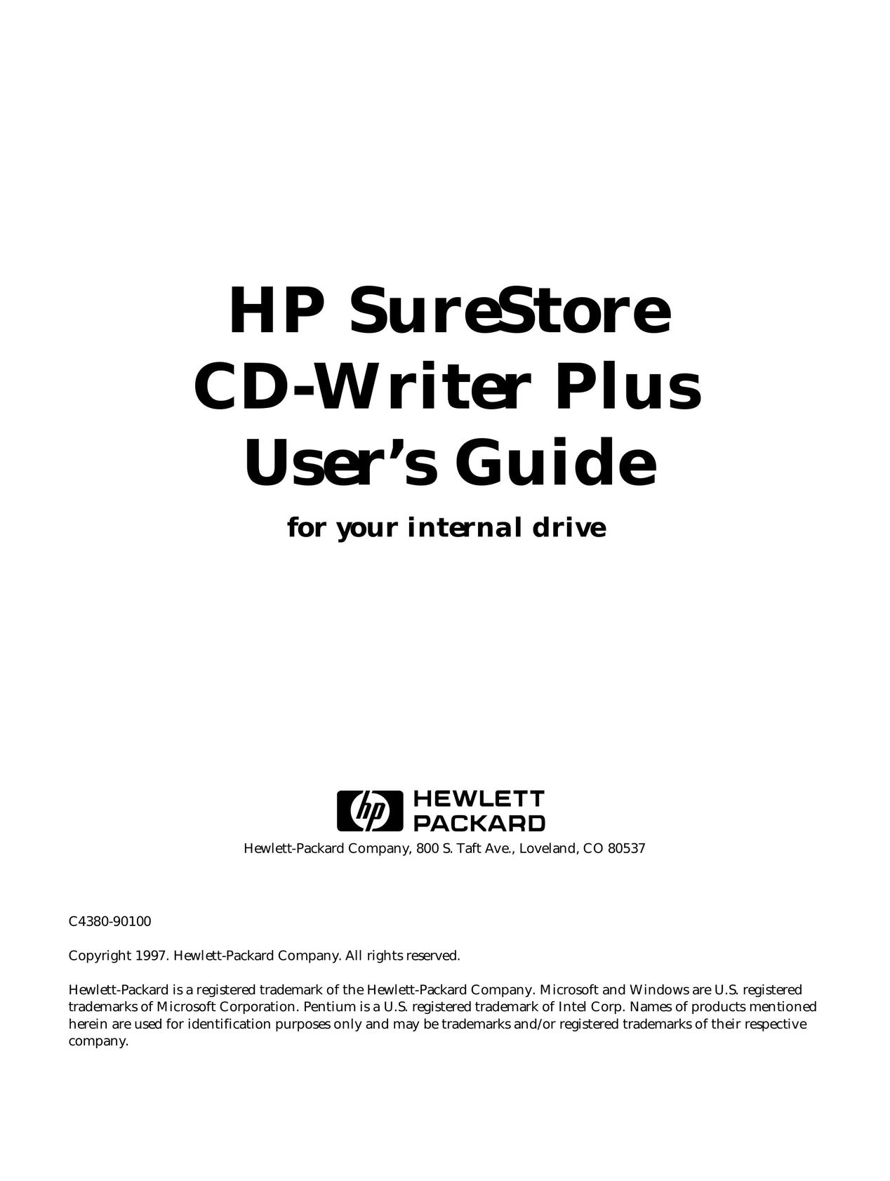 HP (Hewlett-Packard) C4380-90100 CD Player User Manual