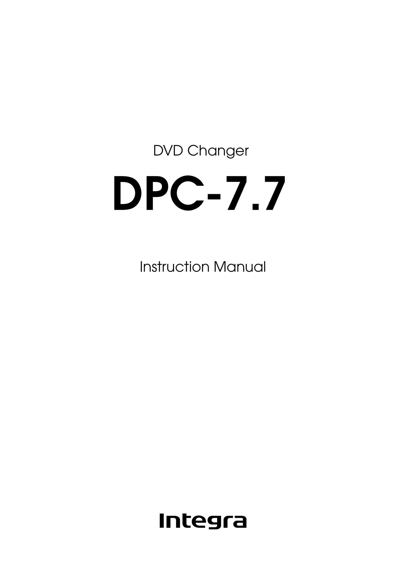 Integra DPC-7.7 CD Player User Manual