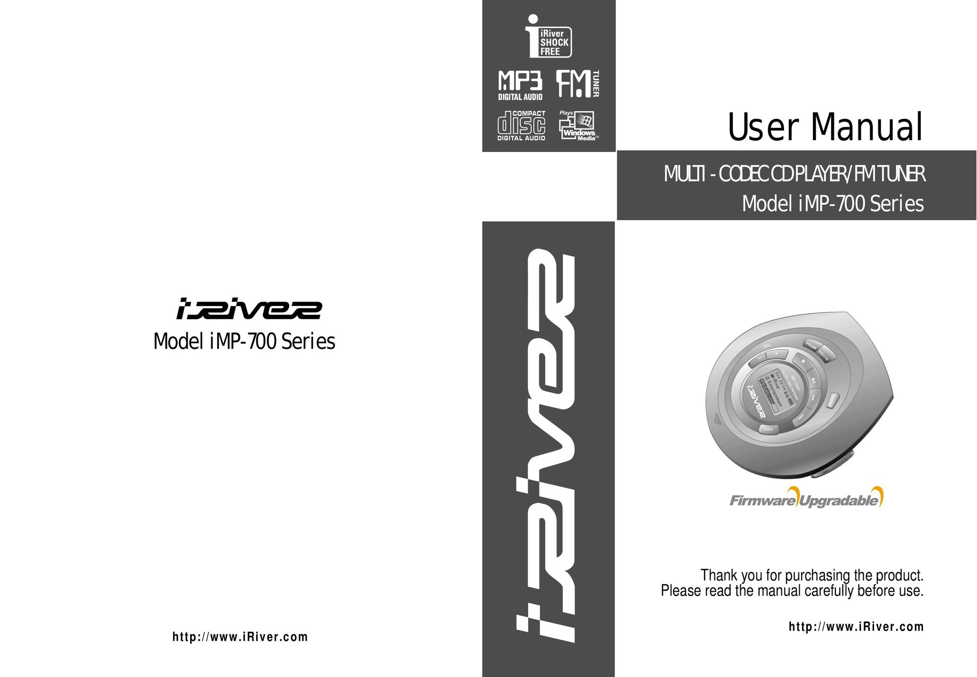 IRiver iMP-350 CD Player User Manual