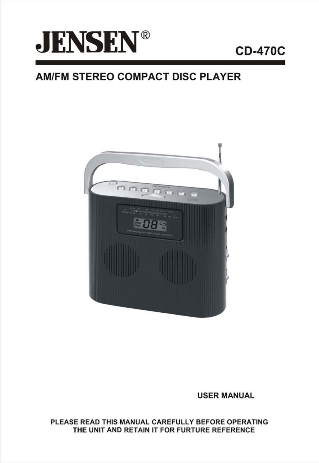 Jensen CD-470C CD Player User Manual