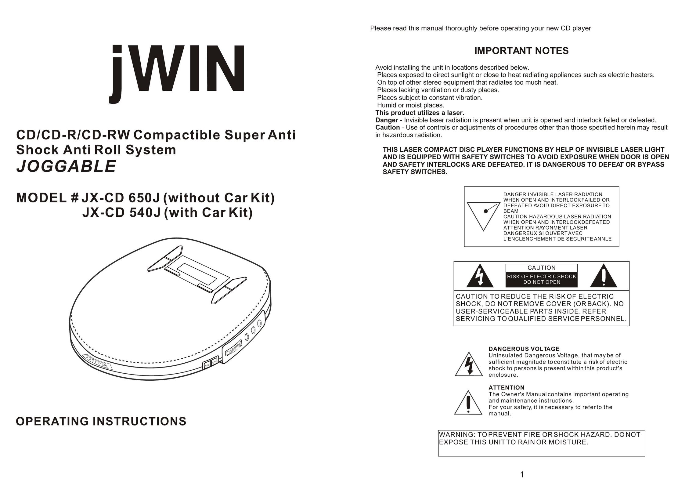 Jwin JX-CD 540J CD Player User Manual