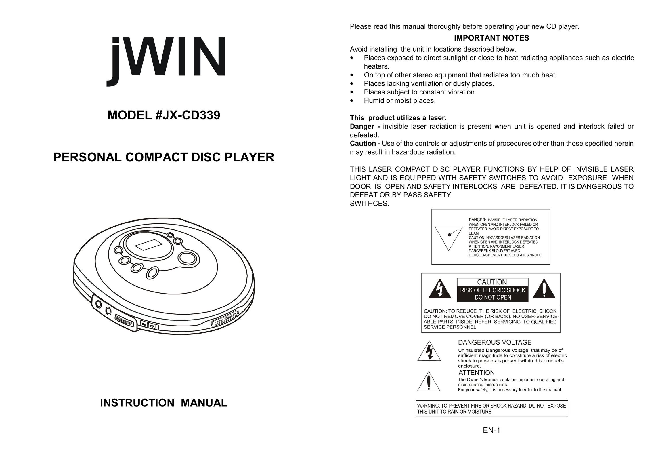Jwin JX-CD339 CD Player User Manual