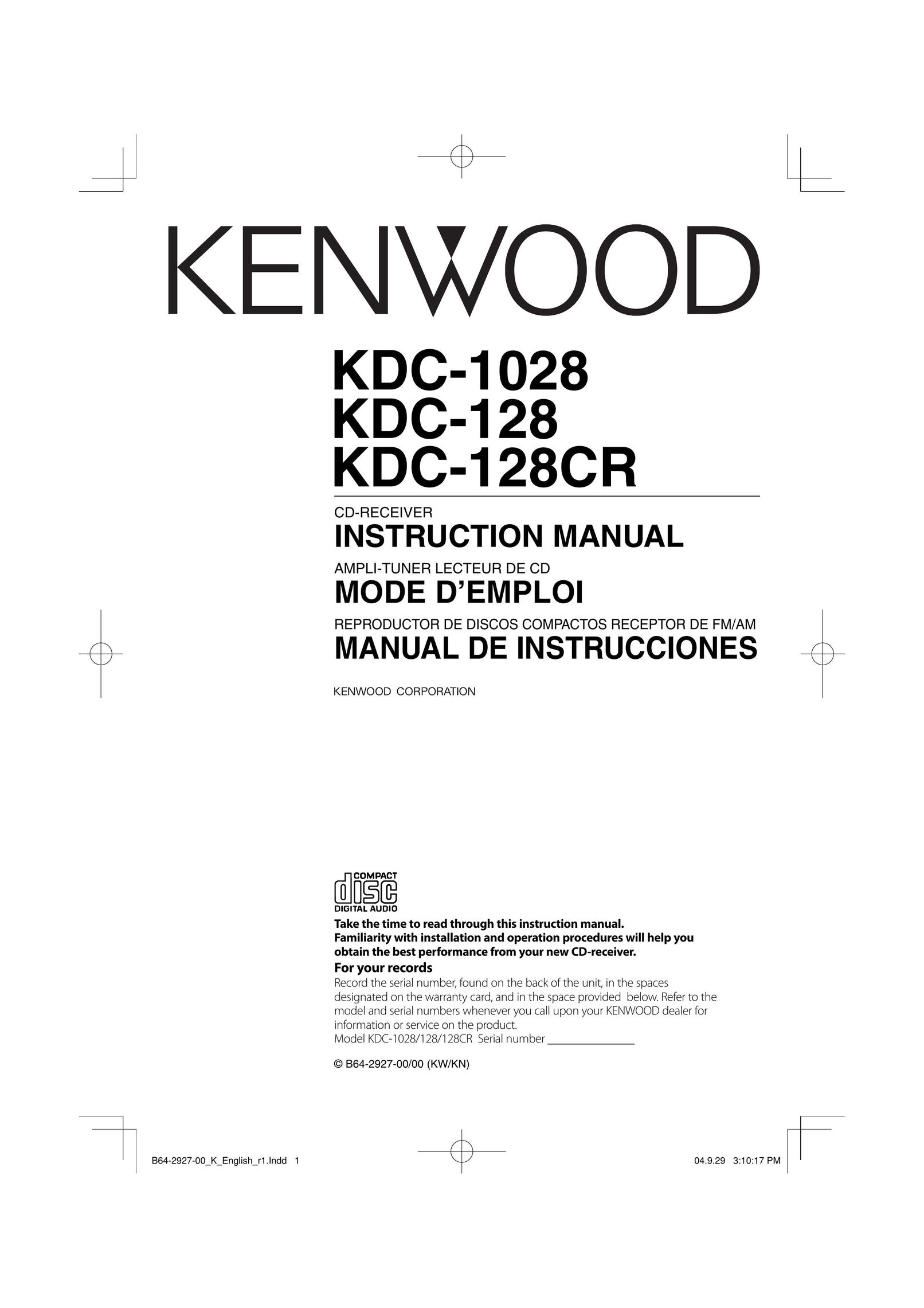 Kenwood 128 CD Player User Manual