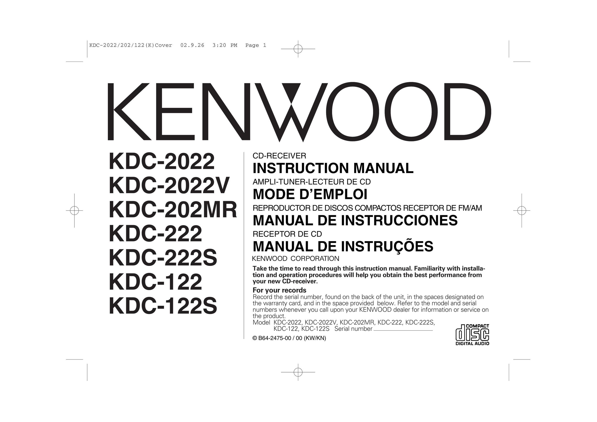 Kenwood 2022V CD Player User Manual
