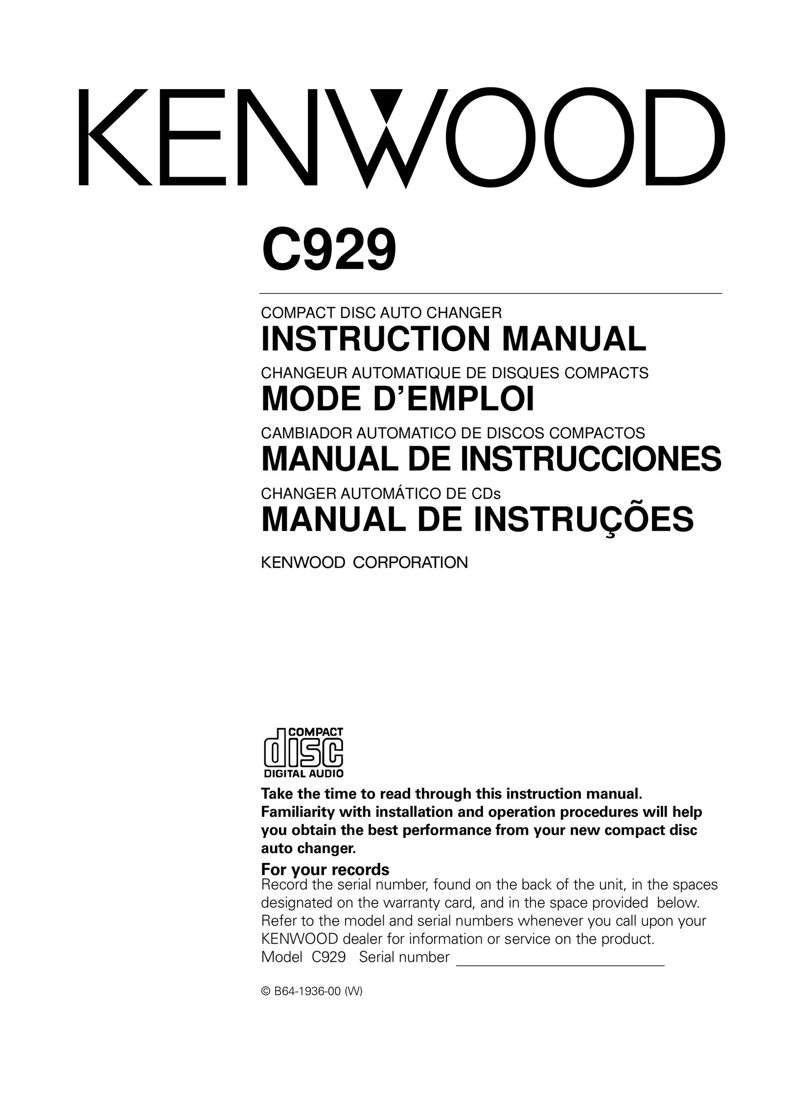 Kenwood C929 CD Player User Manual