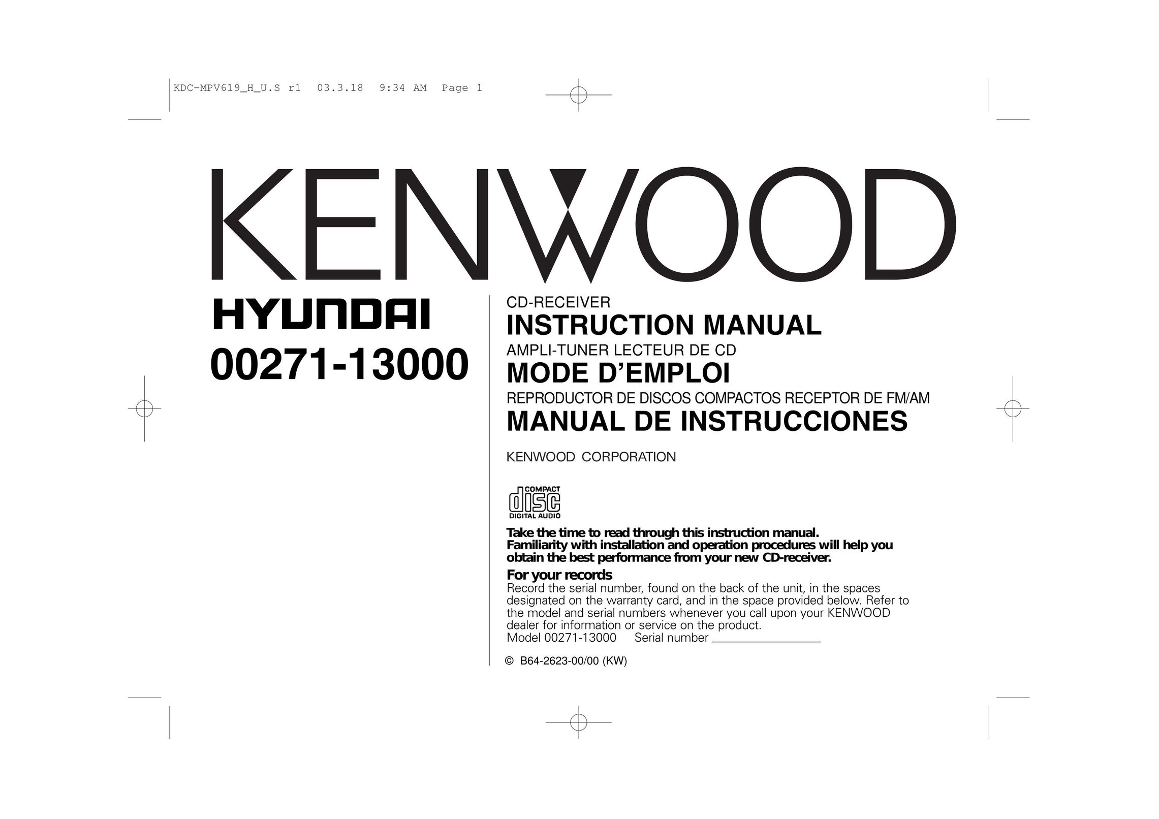 Kenwood CD Receiver CD Player User Manual