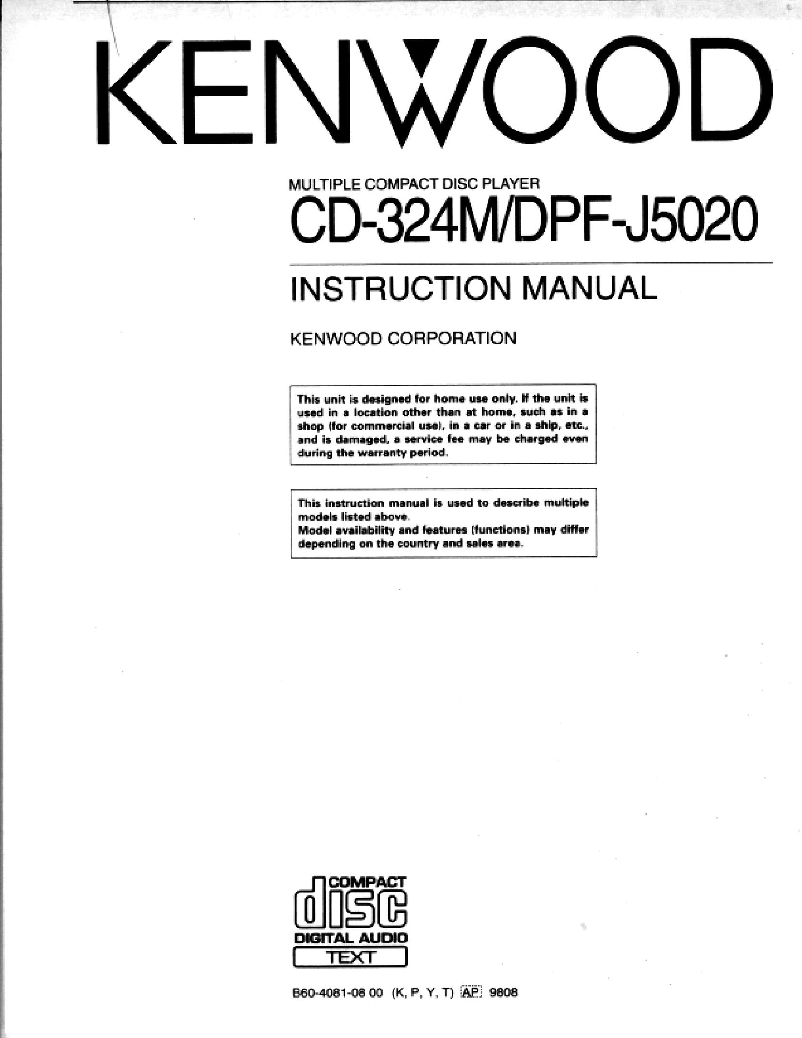 Kenwood CD-324M CD Player User Manual