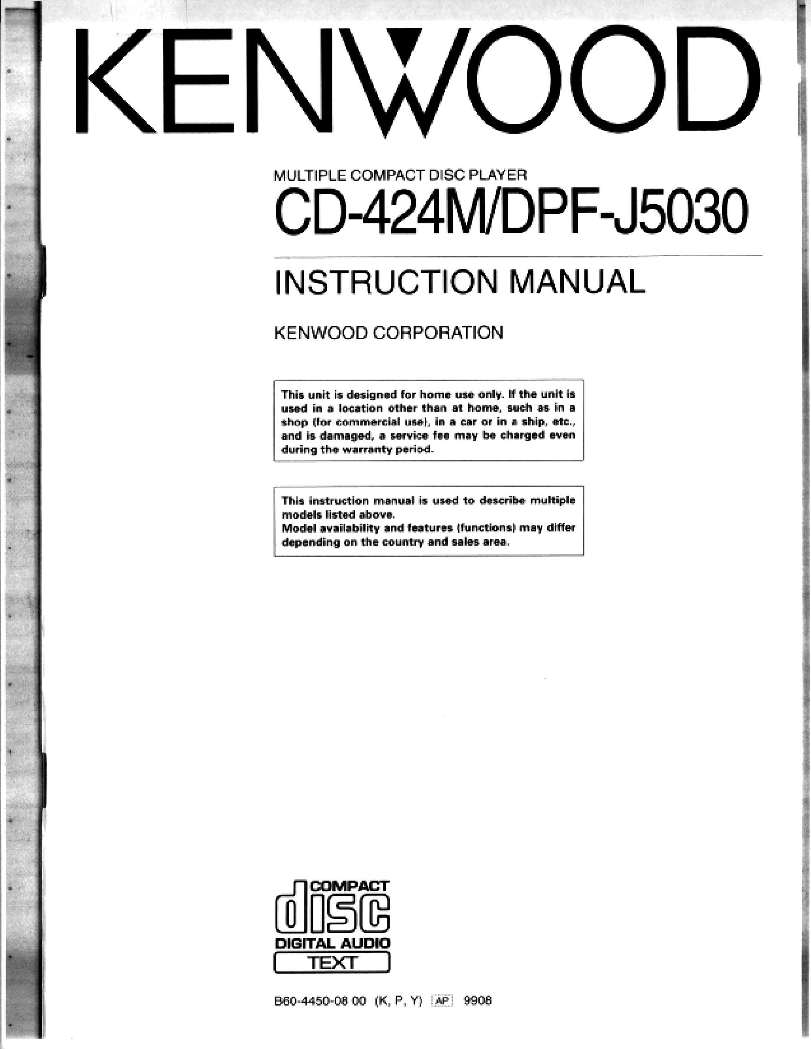 Kenwood CD-424M CD Player User Manual