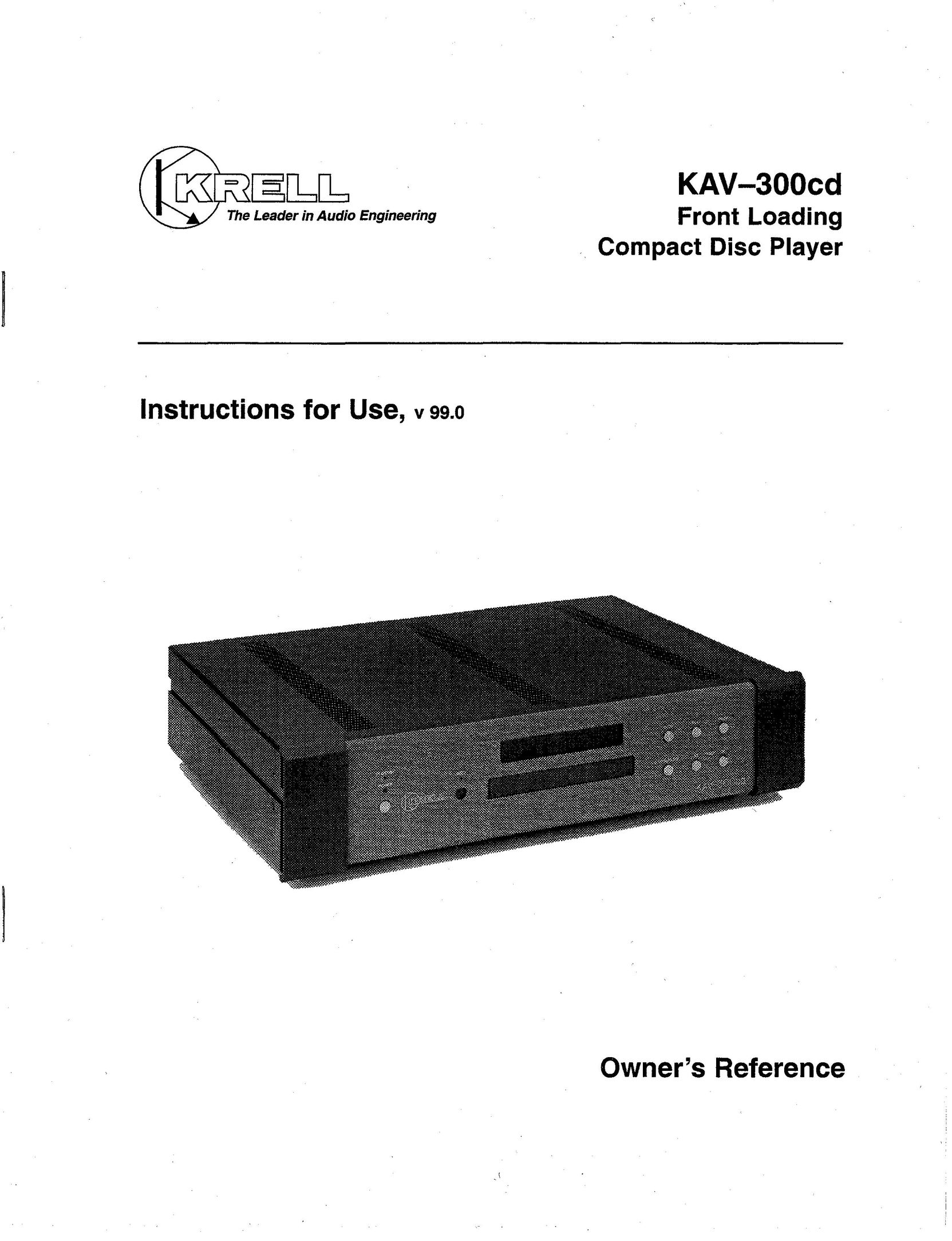 Krell Industries KAV-300cd CD Player User Manual