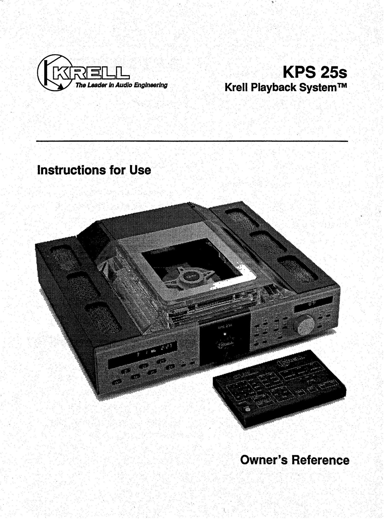 Krell Industries KPS 25s CD Player User Manual