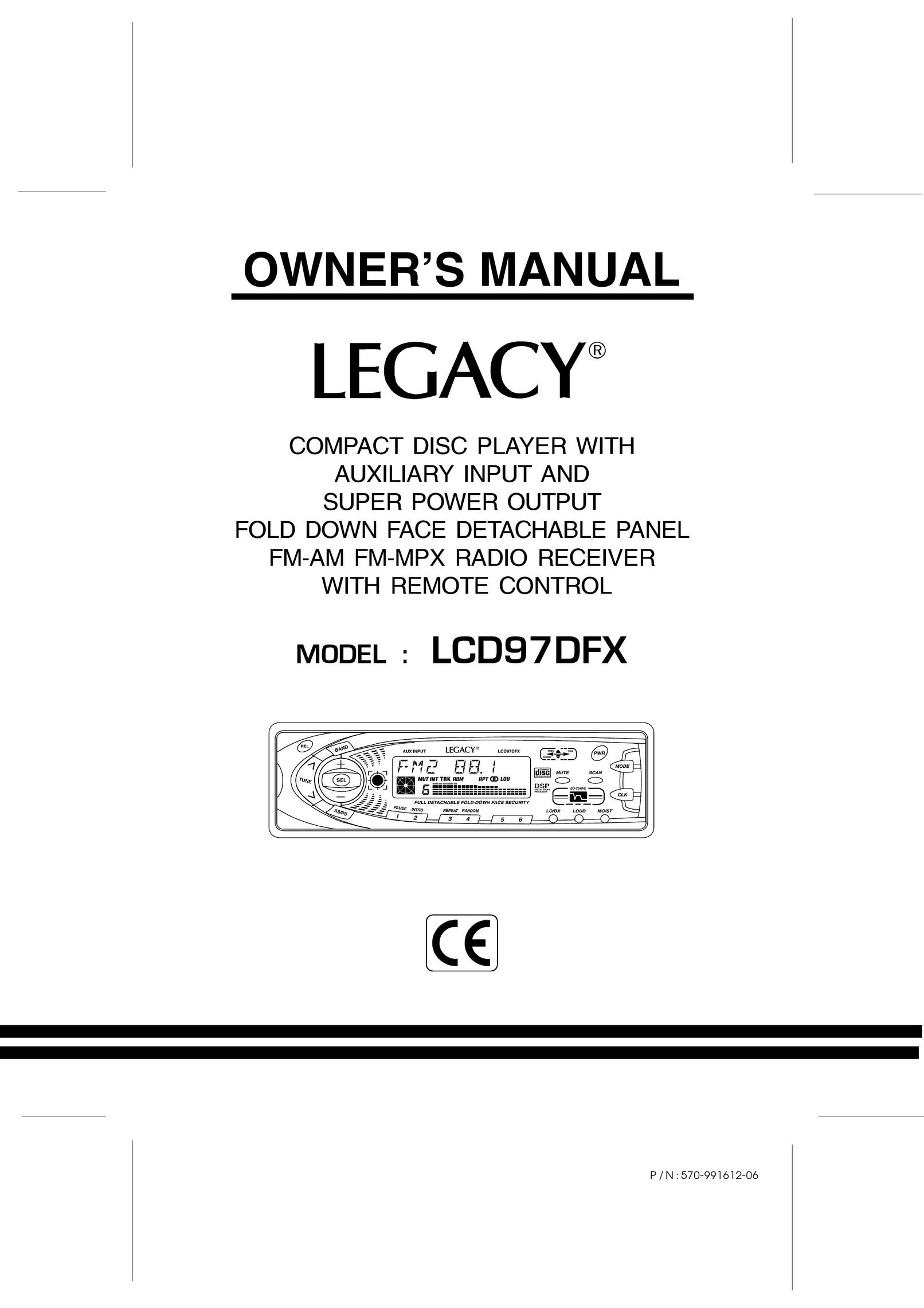 Legacy Car Audio LCD97DFX CD Player User Manual