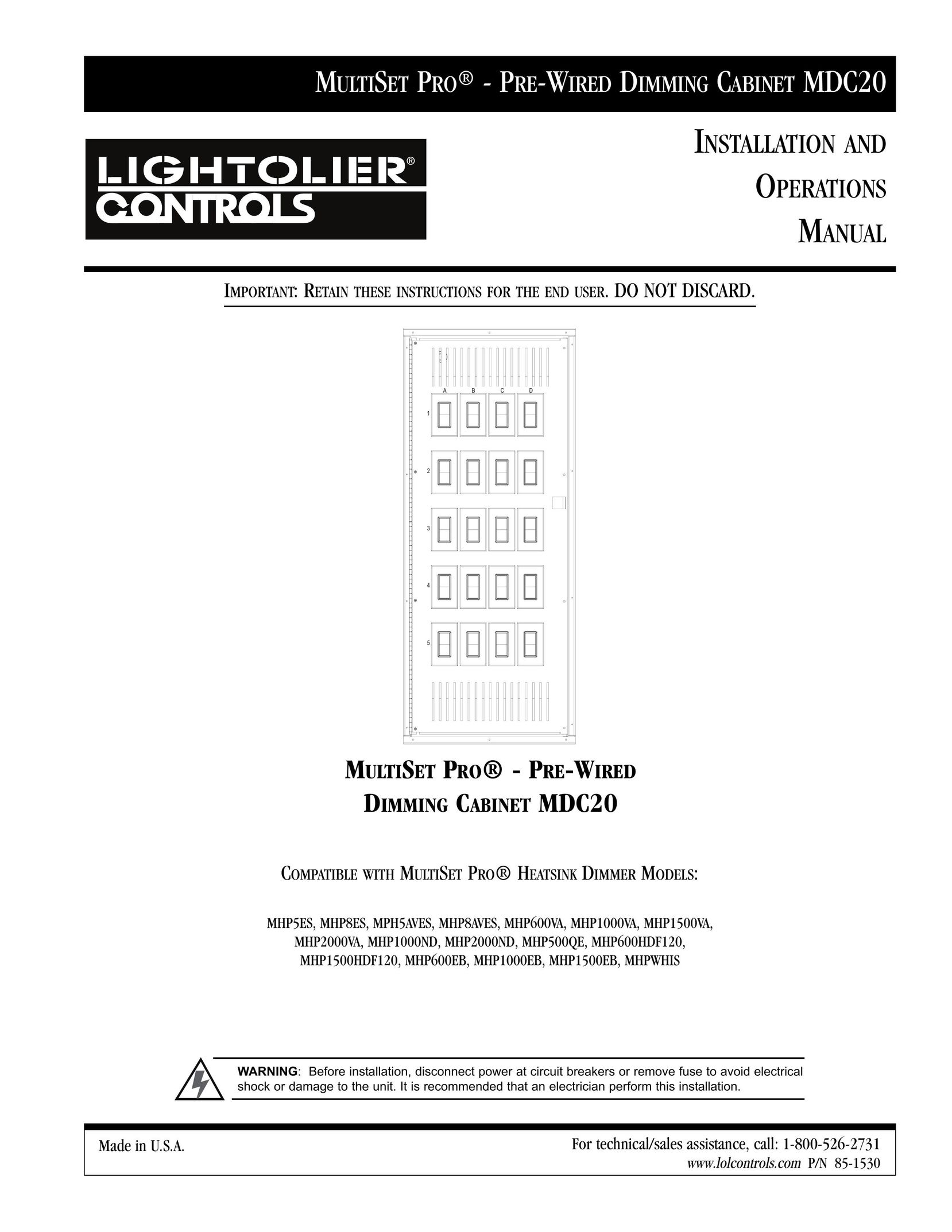 Lightolier MDC20 CD Player User Manual