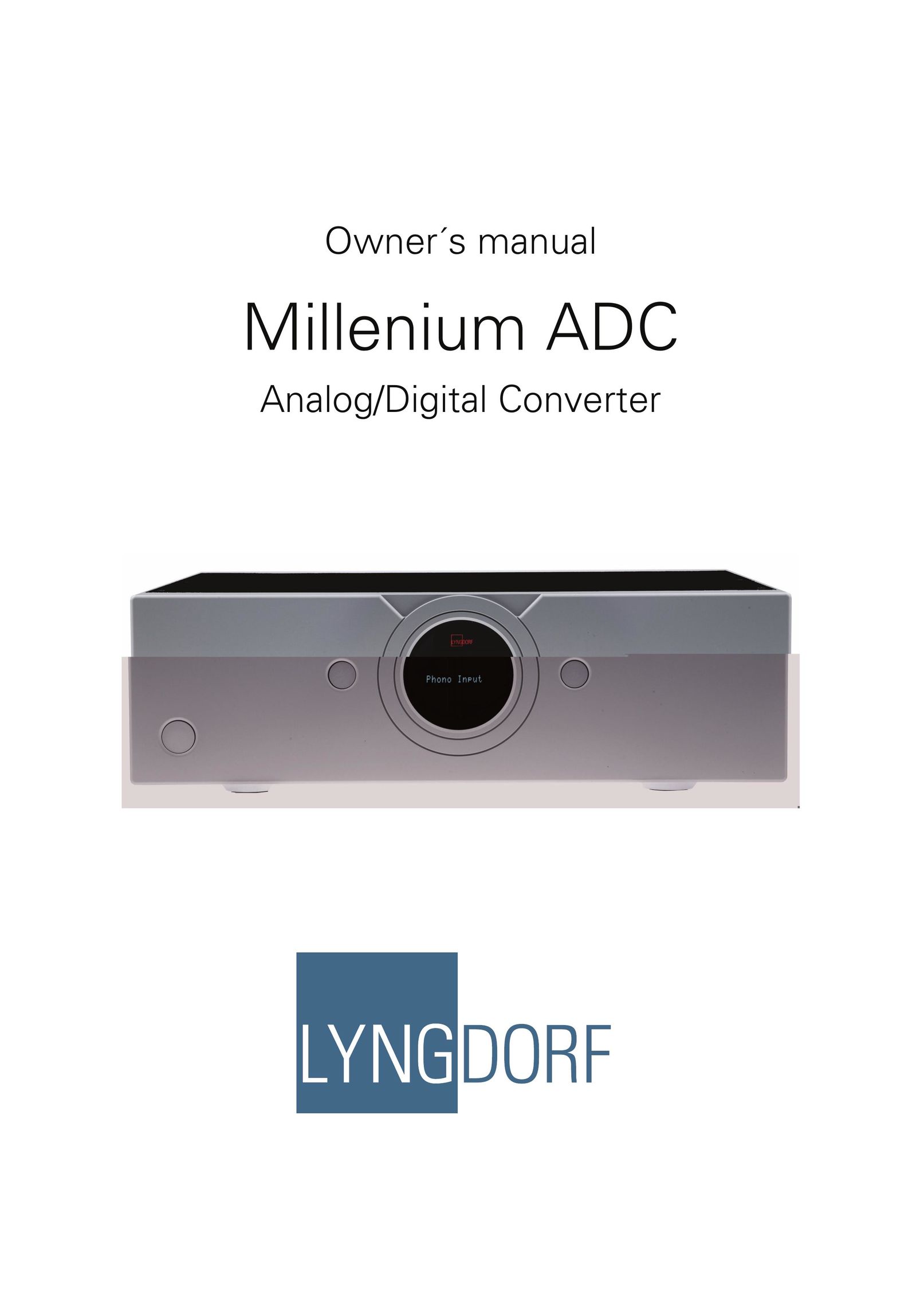 Lyngdorf Audio Millenium ADC Analog/Digital Converter CD Player User Manual