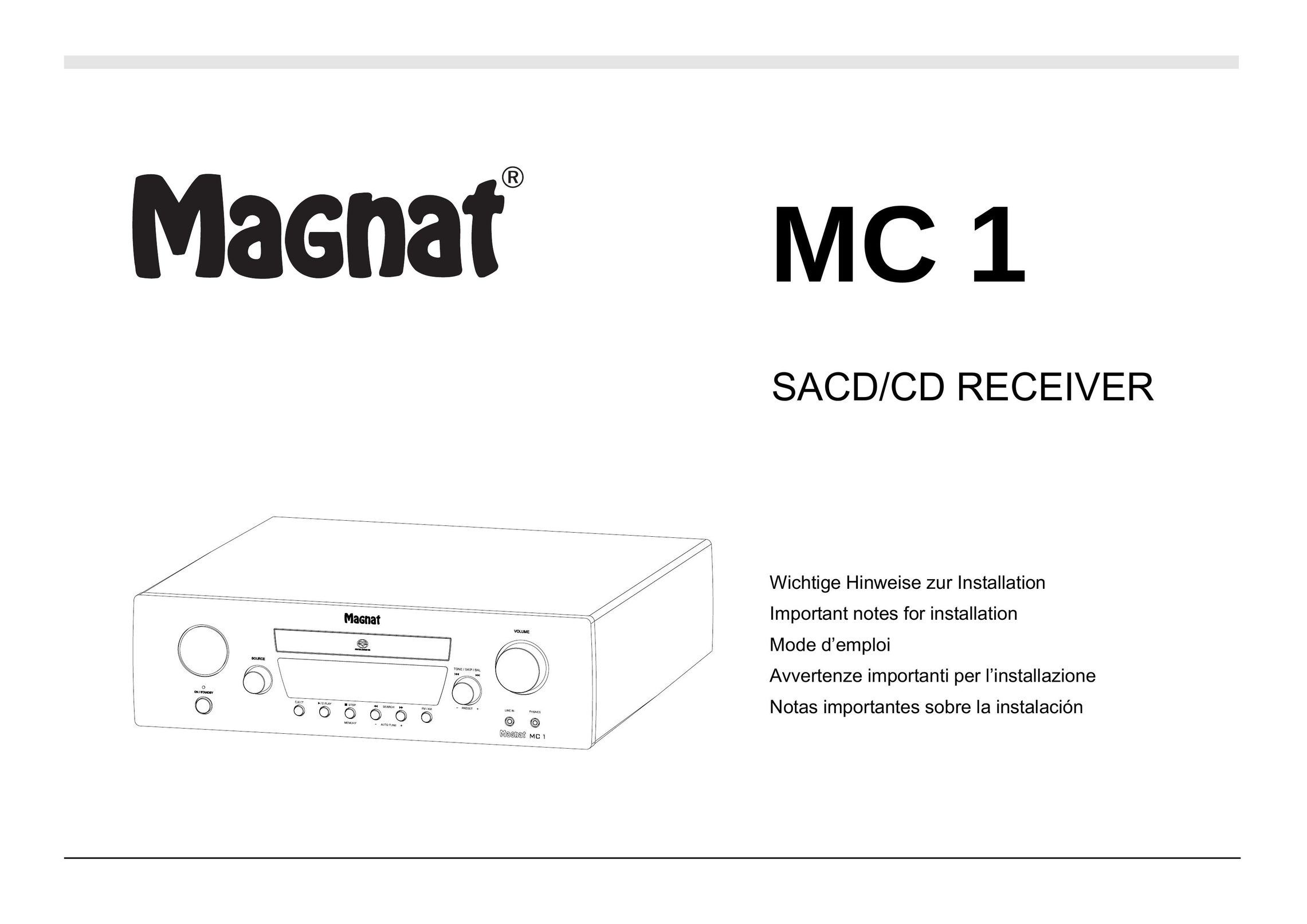 Magnat Audio MC 1 CD Player User Manual