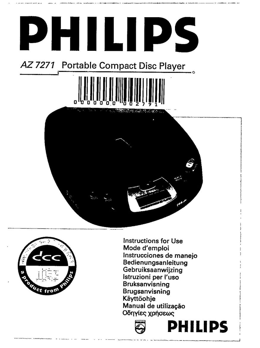 Magnavox AZ7271 CD Player User Manual