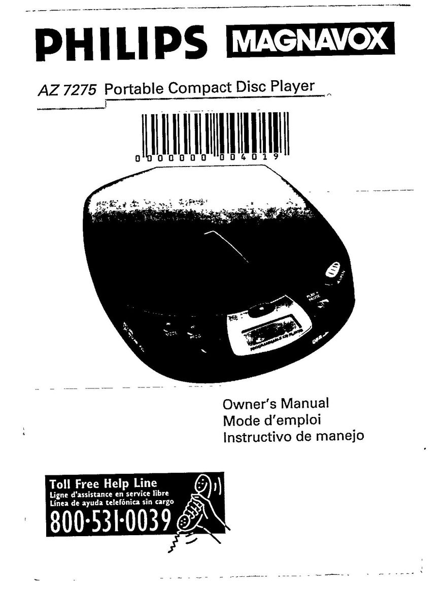 Magnavox AZ7275 CD Player User Manual