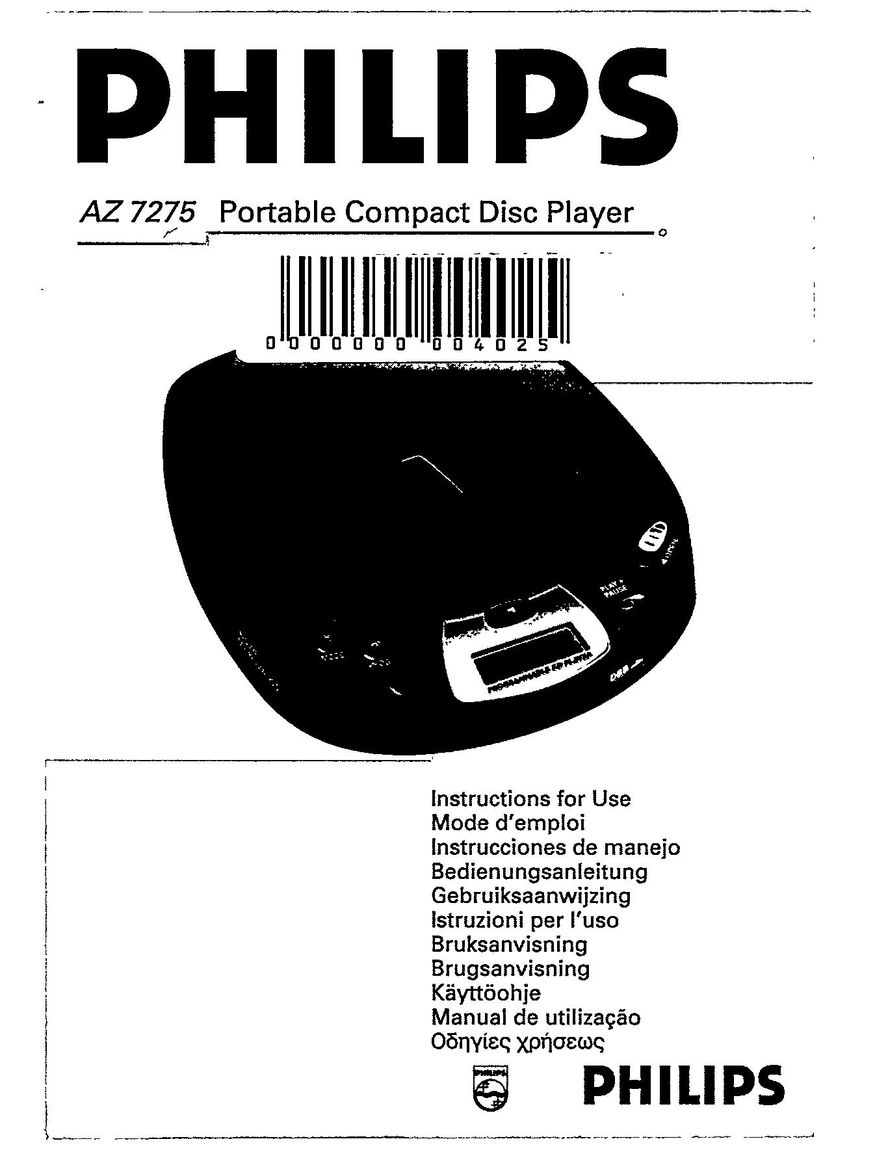 Magnavox AZ7275/17 CD Player User Manual