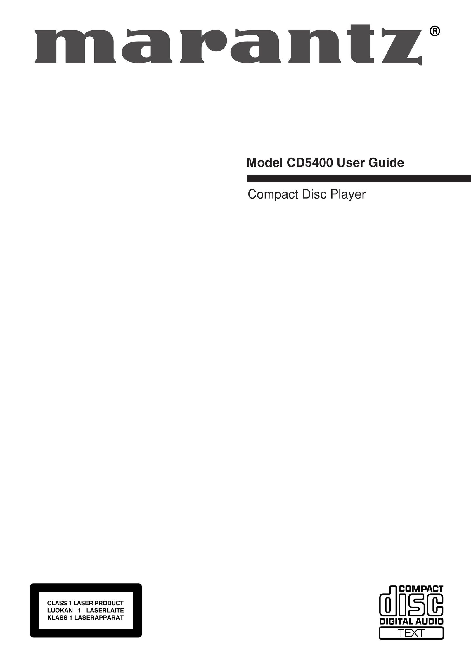 Marantz CD5400 CD Player User Manual