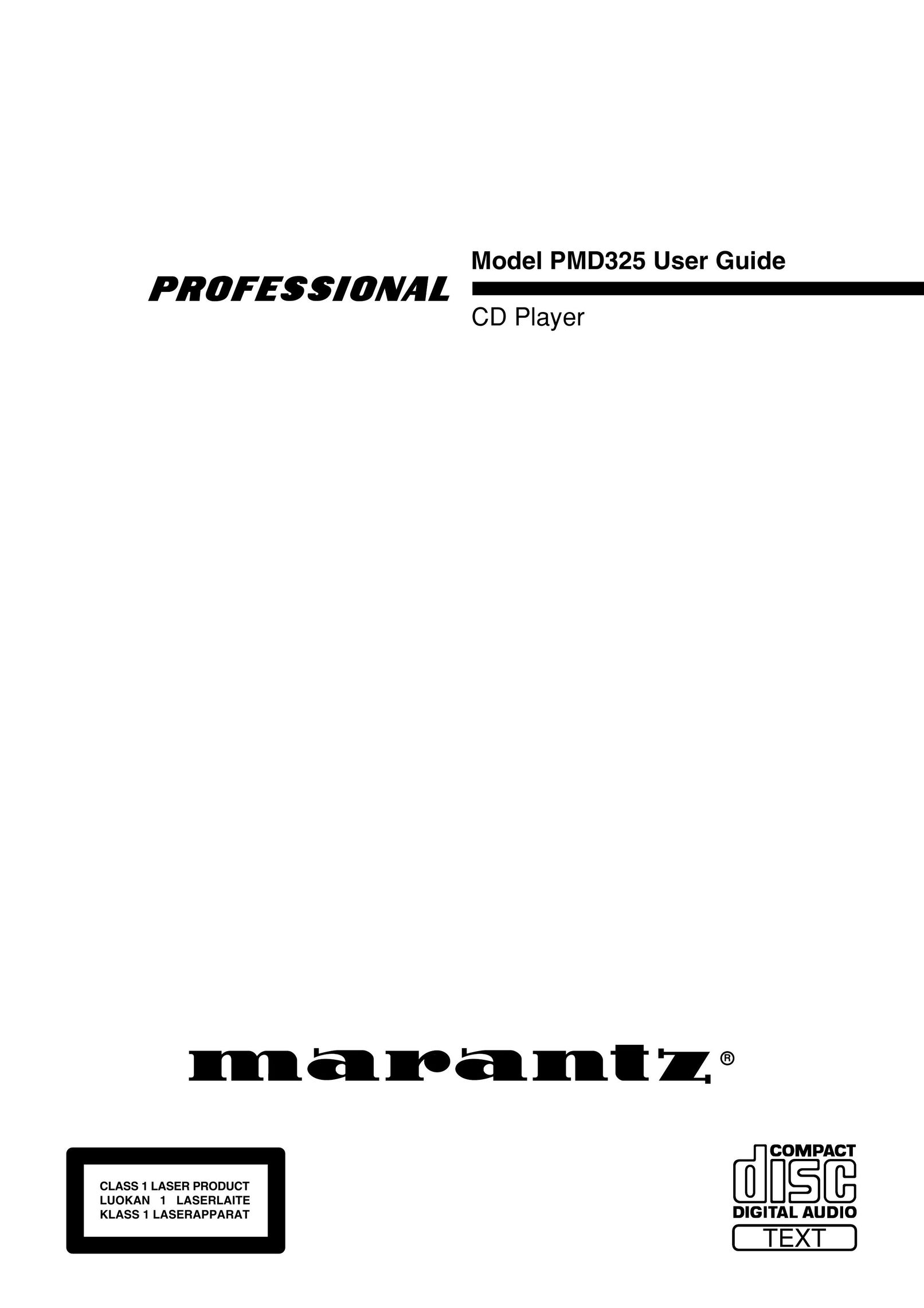 Marantz PMD325 CD Player User Manual