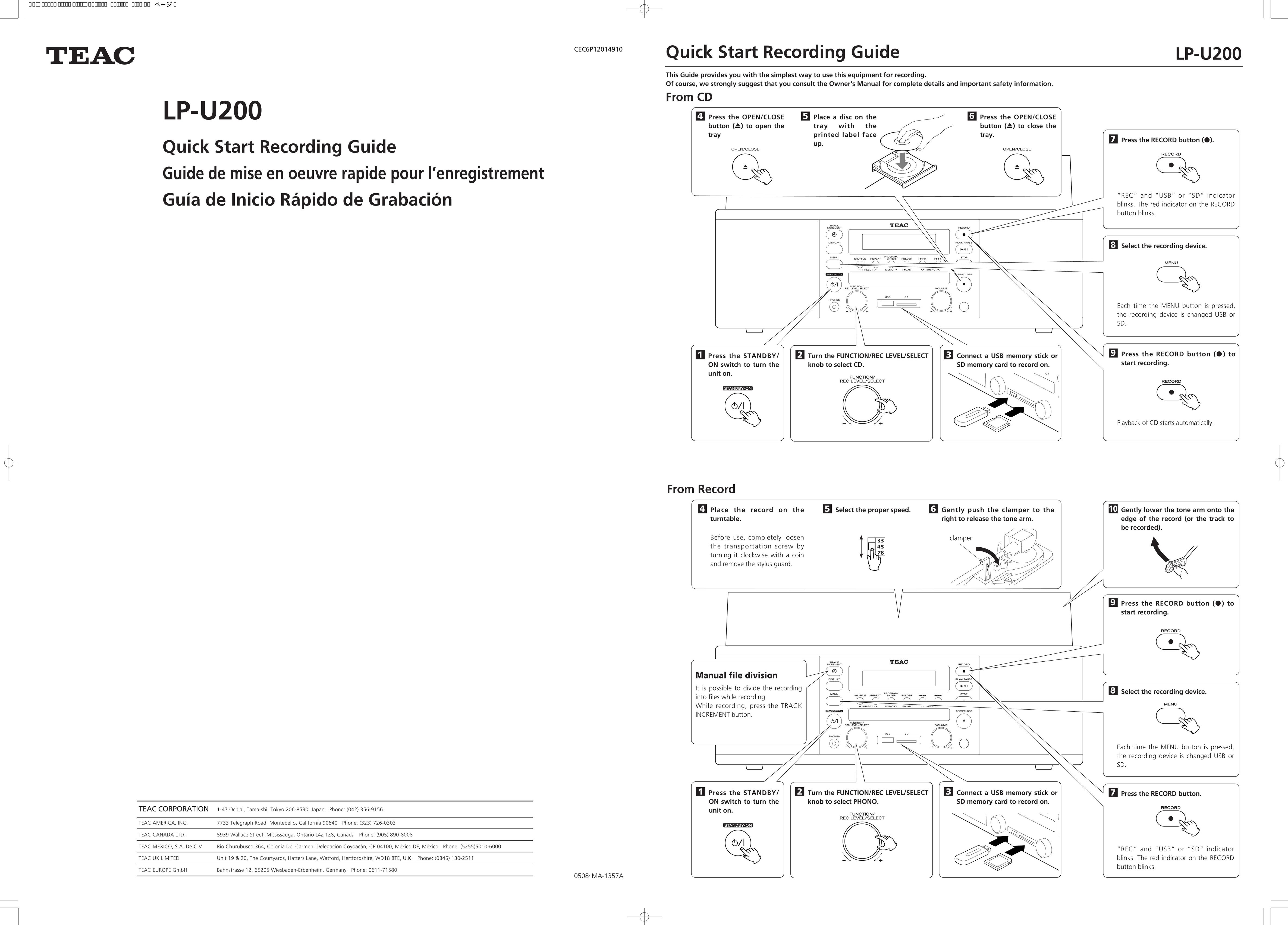 Mazda LP-U200 CD Player User Manual