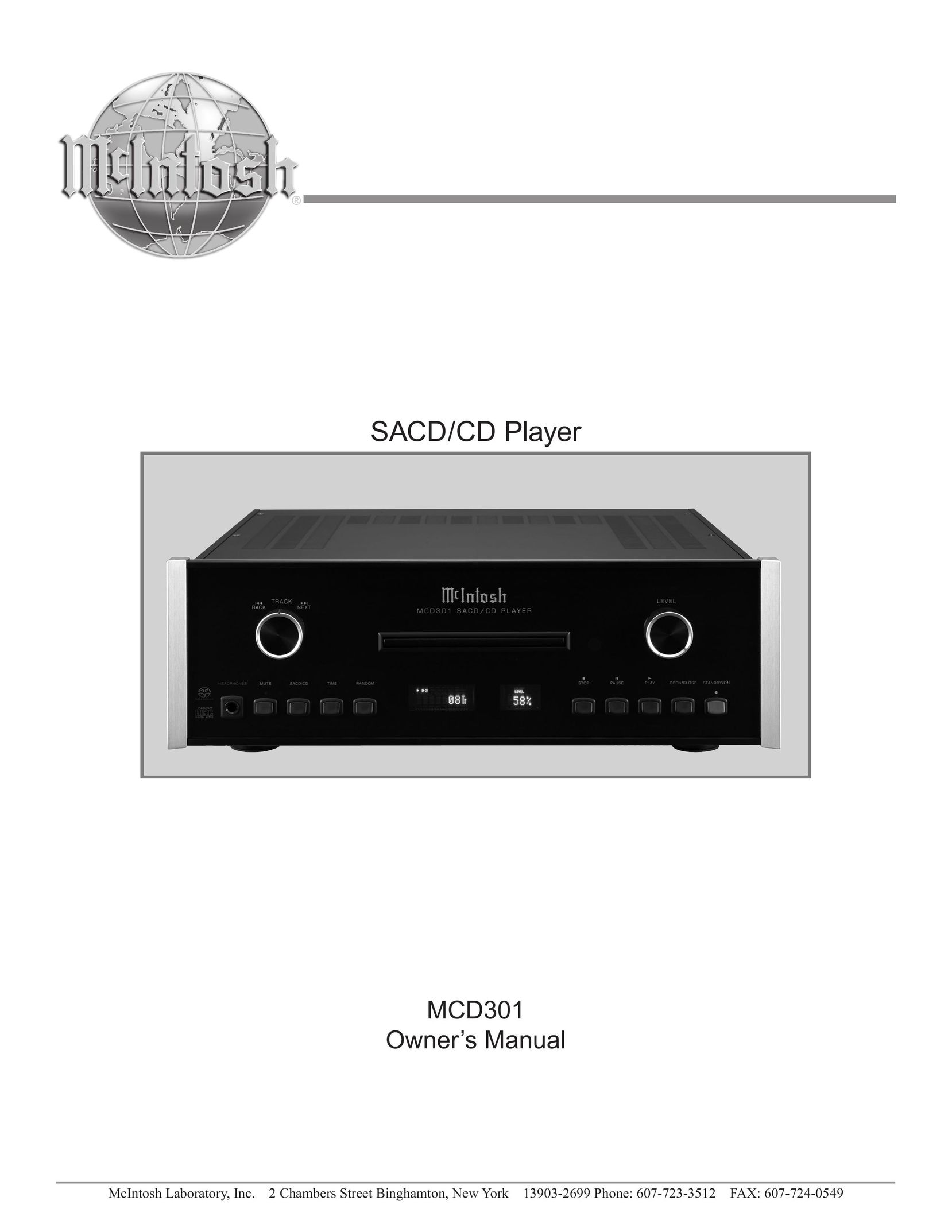 McIntosh MCD301 CD Player User Manual