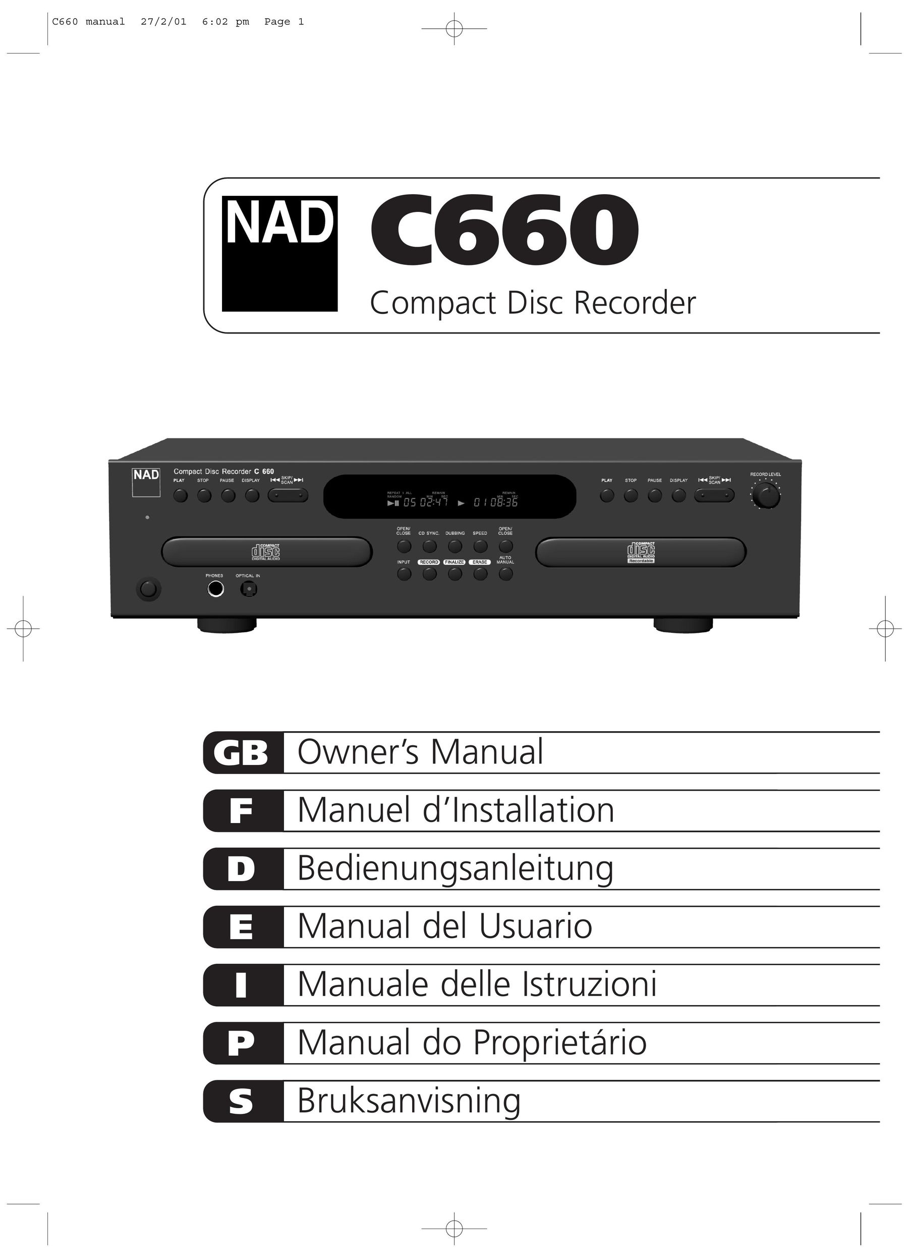 NAD C660 CD Player User Manual