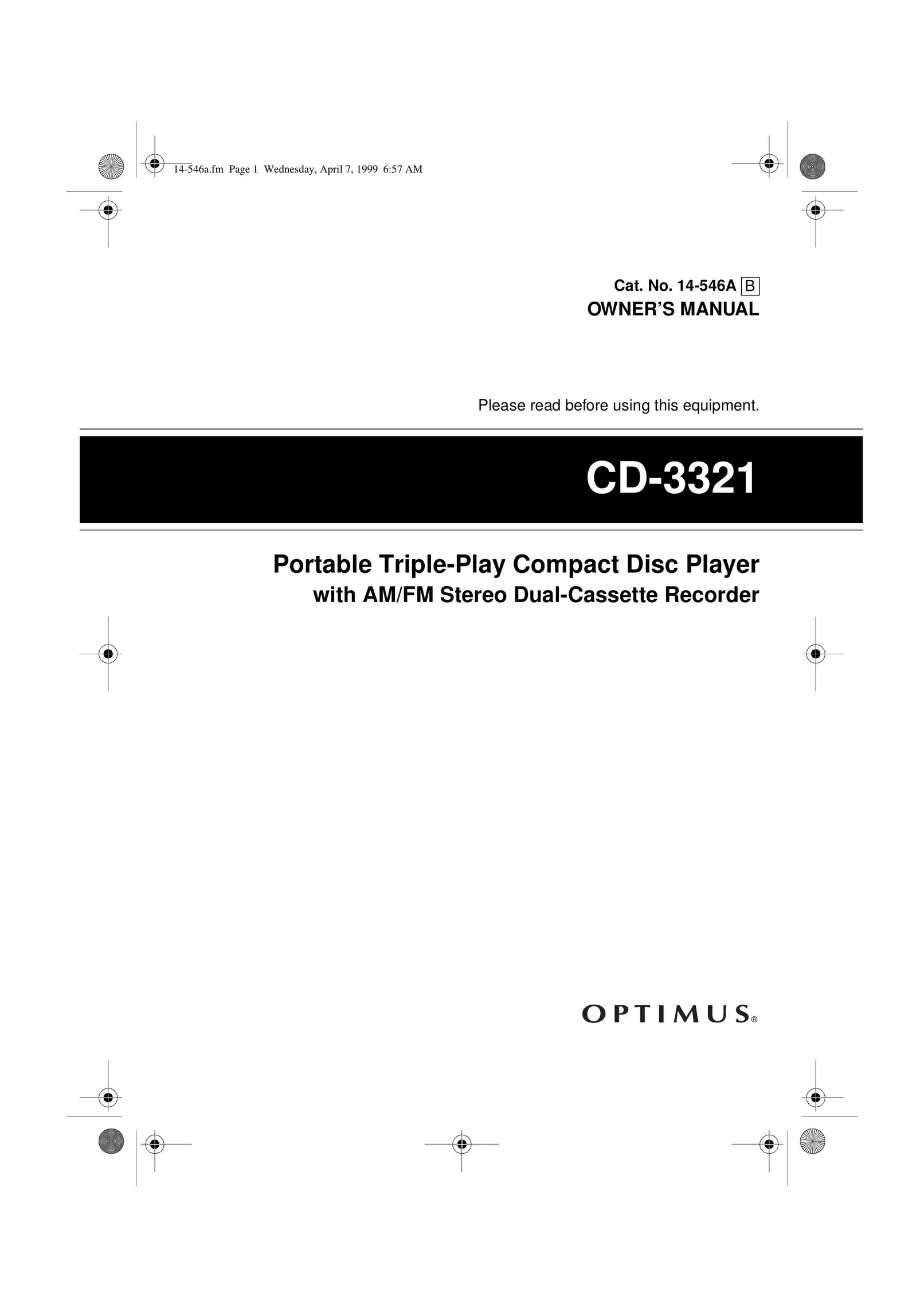 Optimus CD-3321 CD Player User Manual