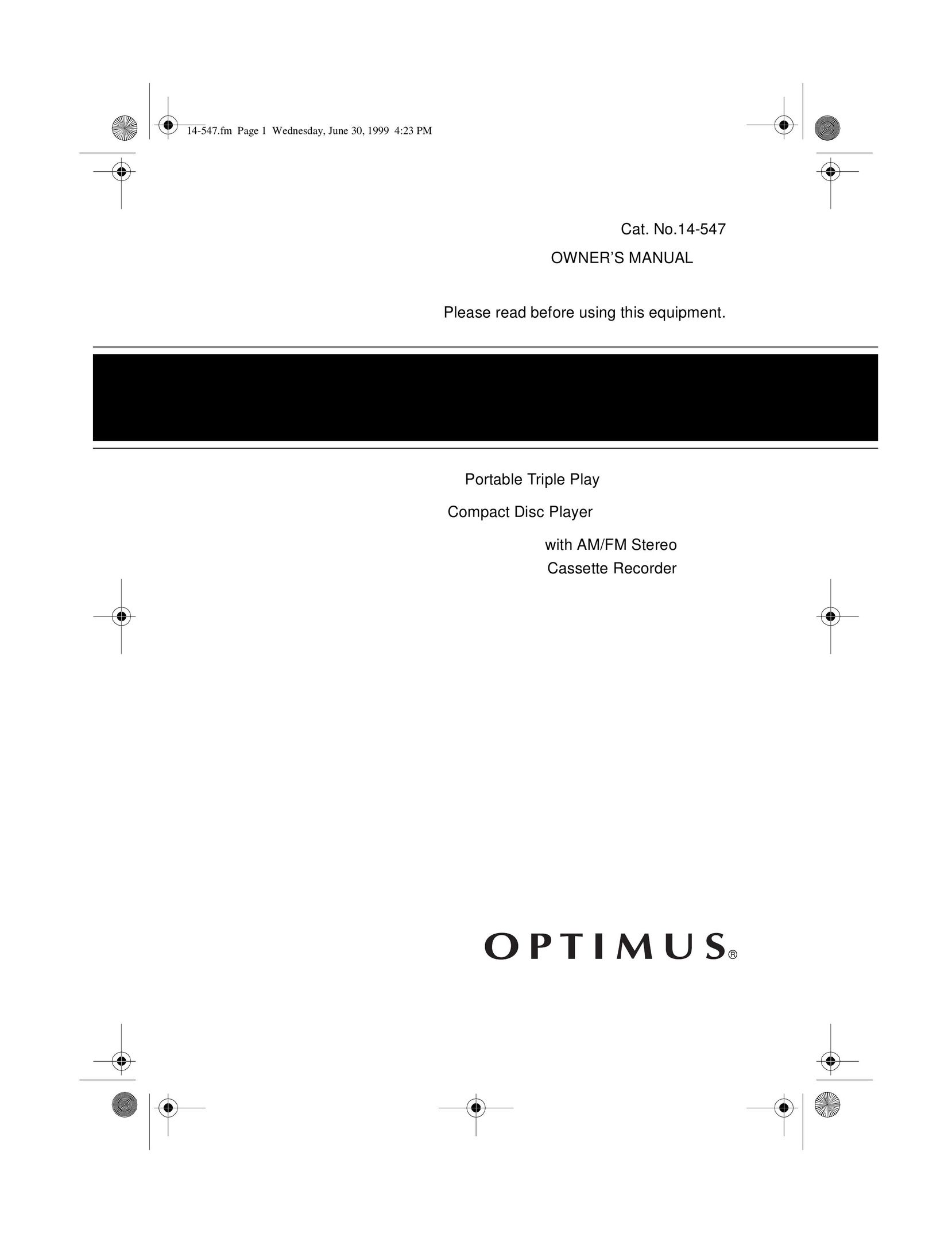 Optimus CD-3322 CD Player User Manual