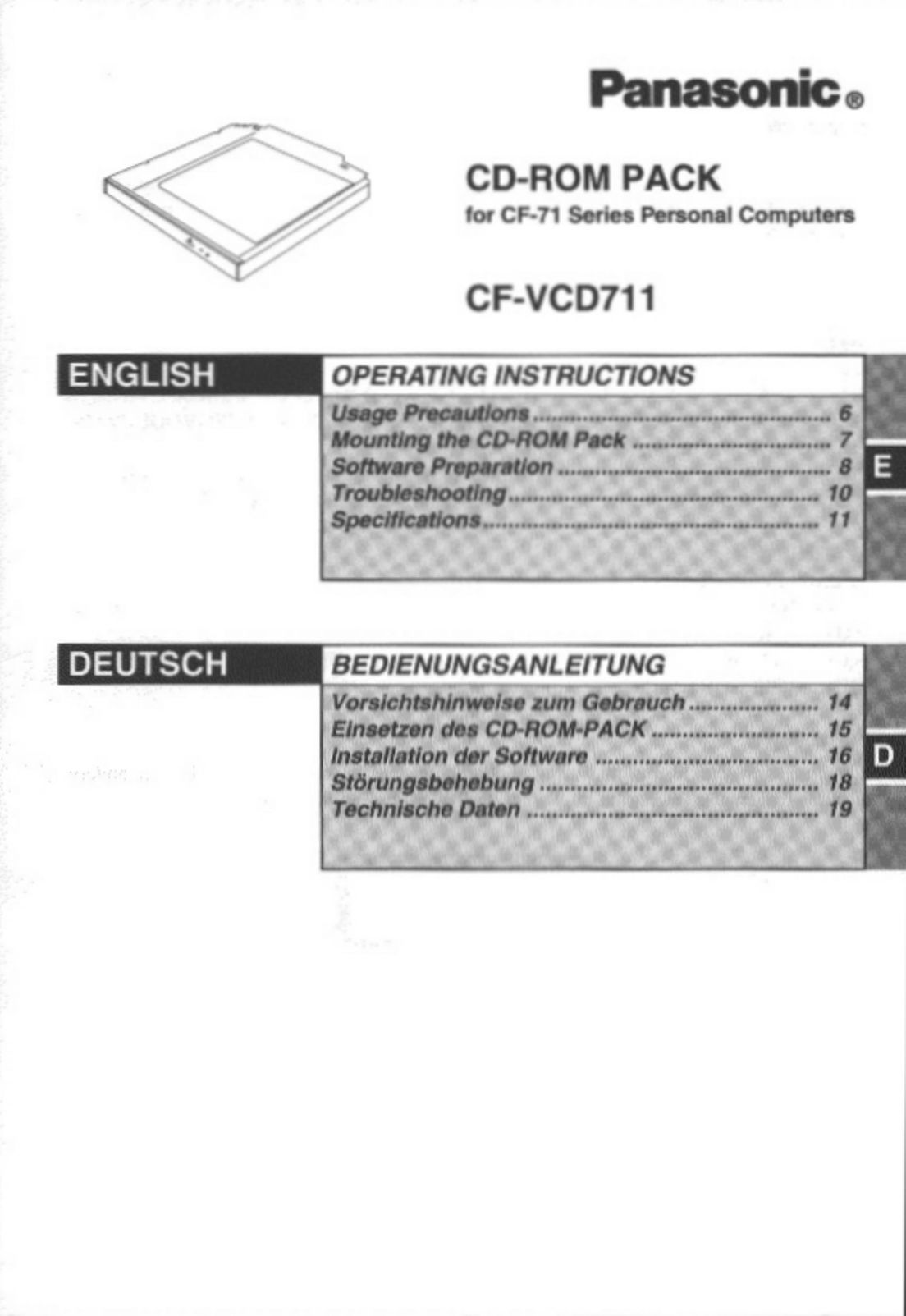 Panasonic CF-VCD711 CD Player User Manual