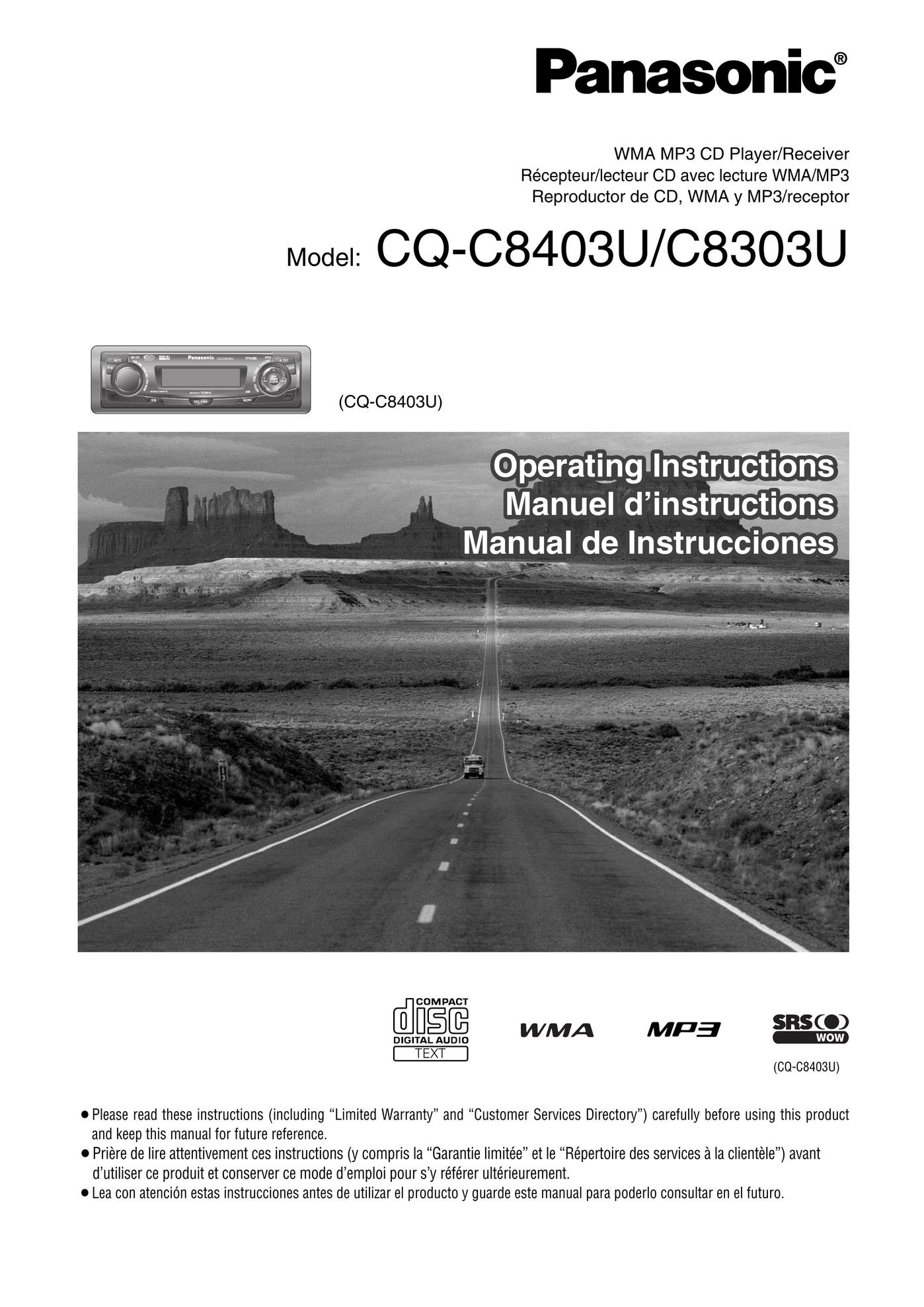 Panasonic CQ-C8403U CD Player User Manual