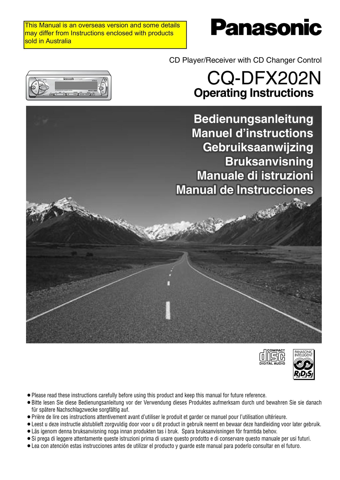 Panasonic CQ-DFX202N CD Player User Manual