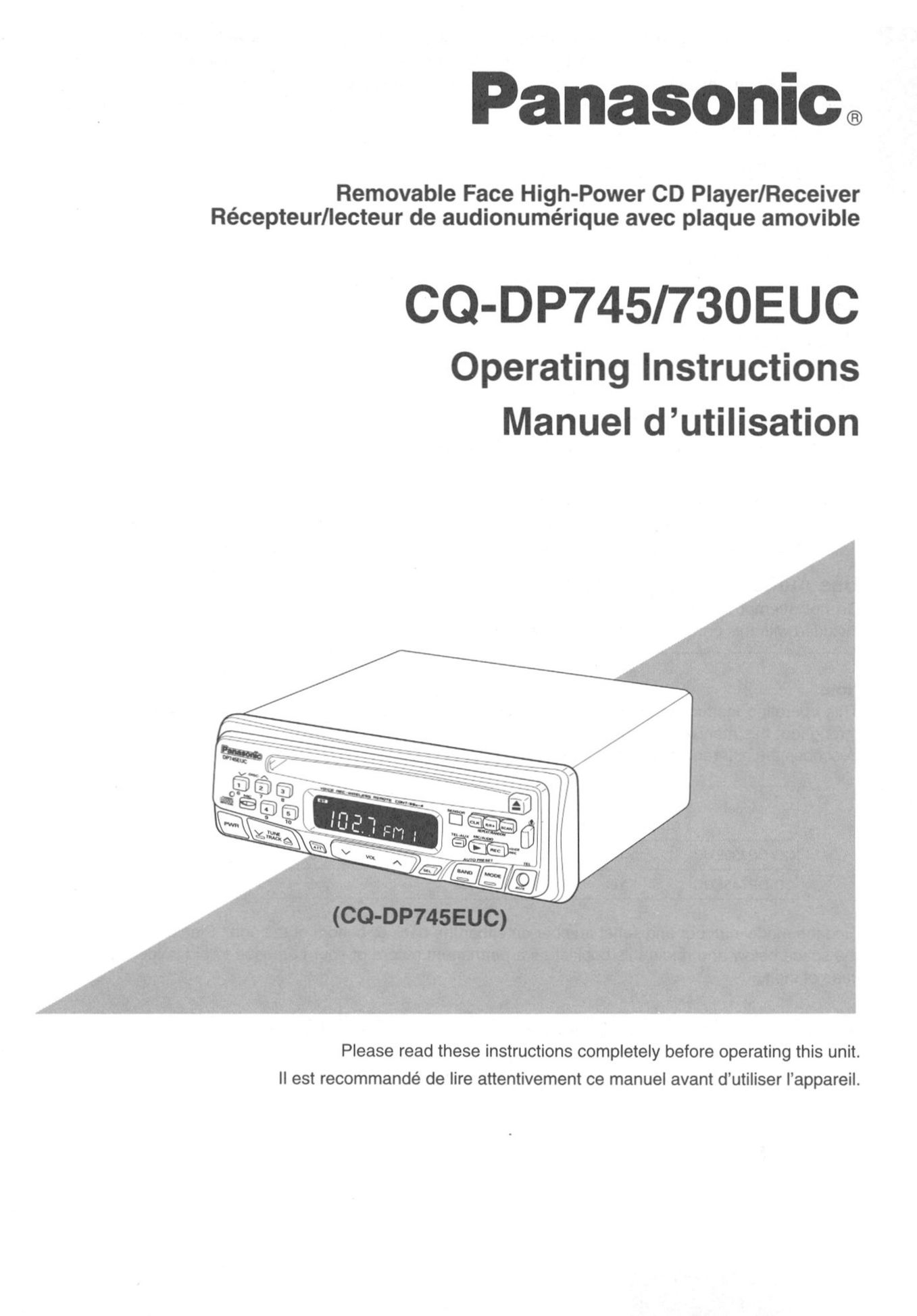 Panasonic CQ-DP745 CD Player User Manual