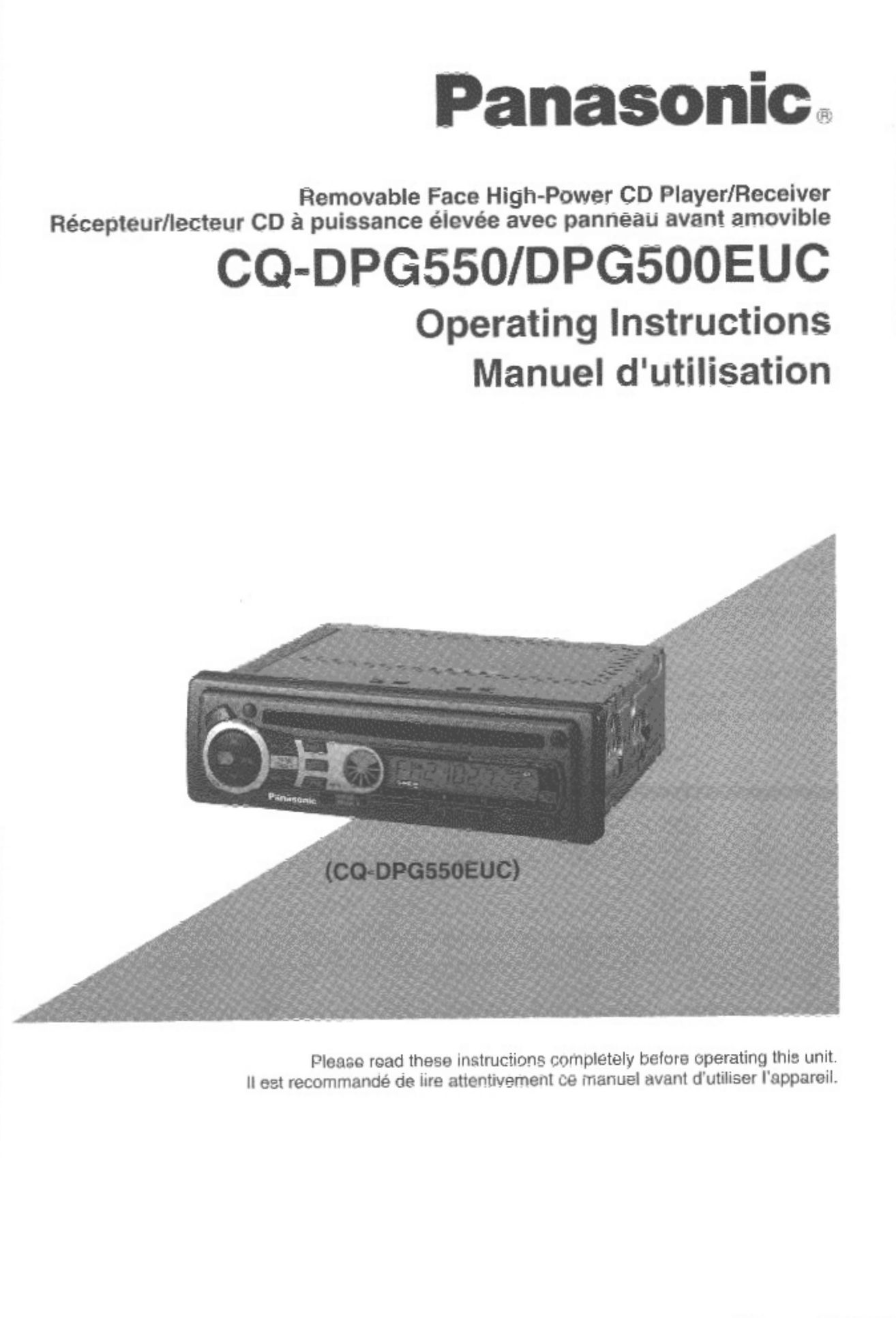 Panasonic CQ-DPG550 CD Player User Manual