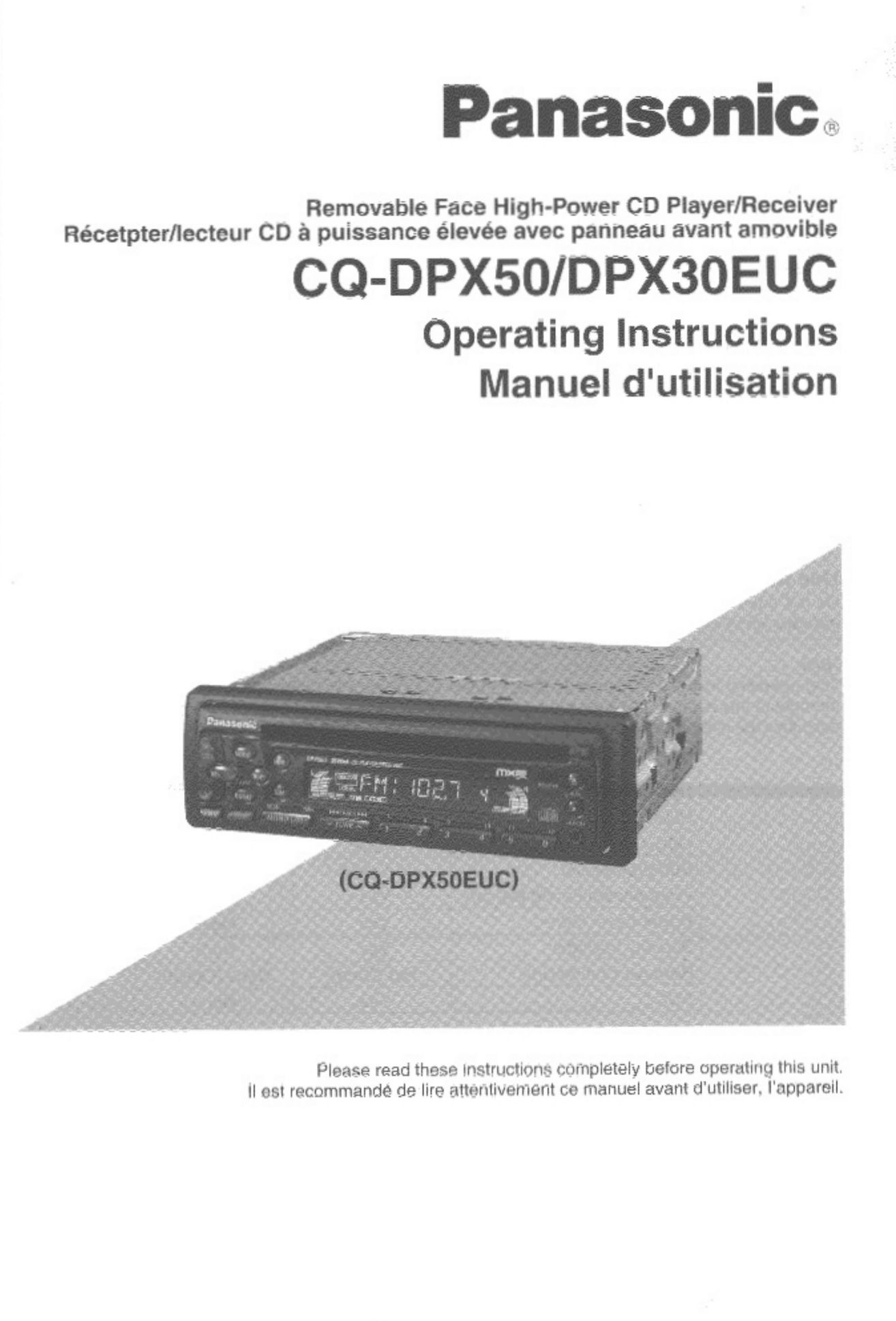 Panasonic CQ-DPX50 CD Player User Manual