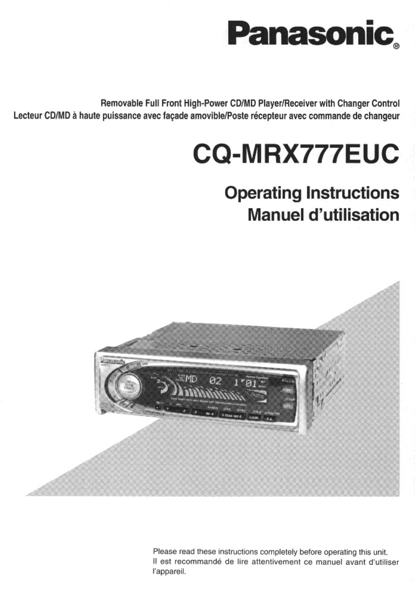 Panasonic CQ-MRX777EUC CD Player User Manual