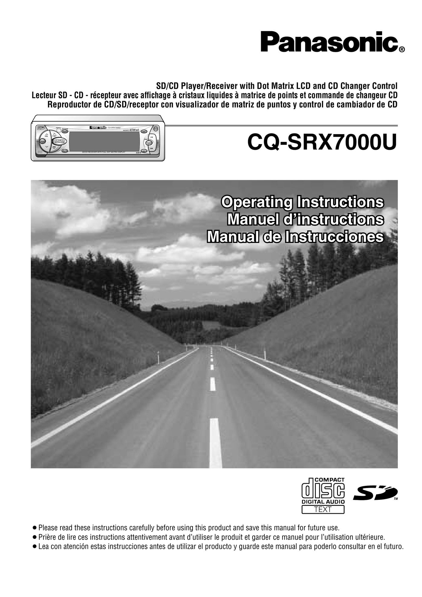 Panasonic CQ-SRX7000U CD Player User Manual