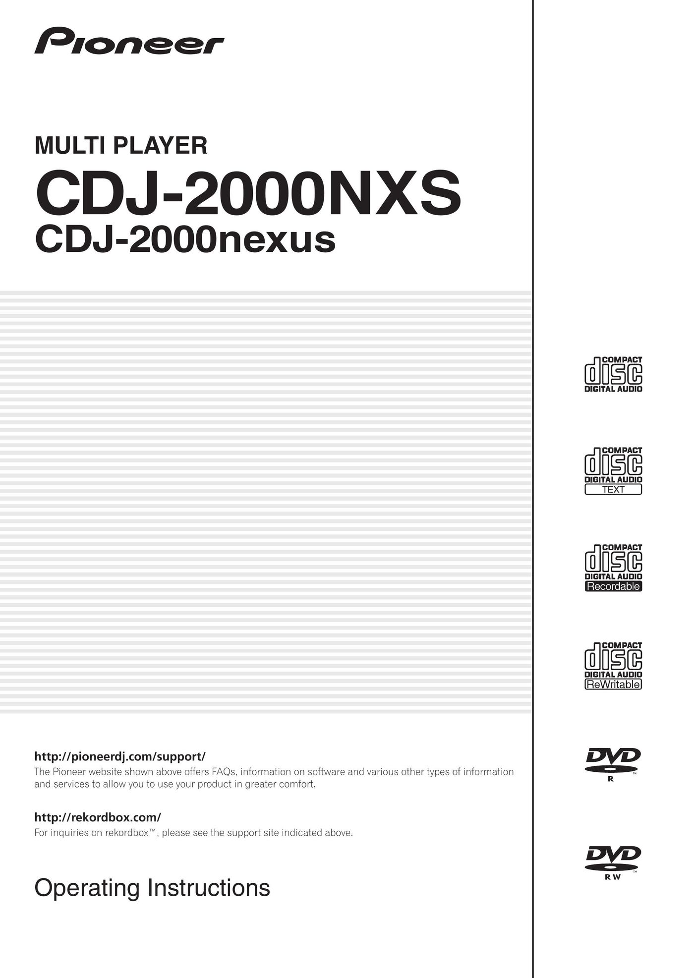 Pioneer CDJ-2000nexus CD Player User Manual