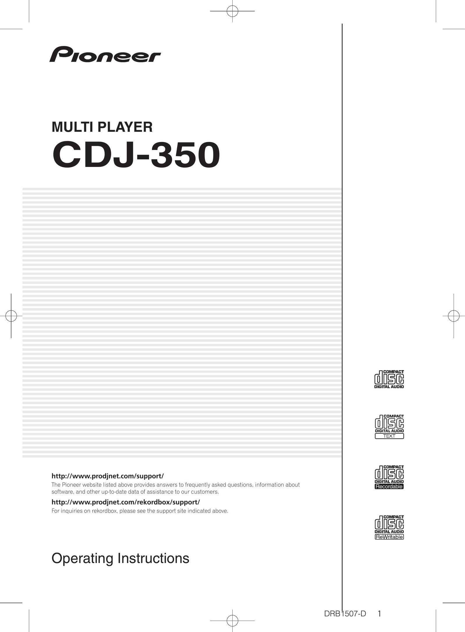 Pioneer CDJ-350 CD Player User Manual