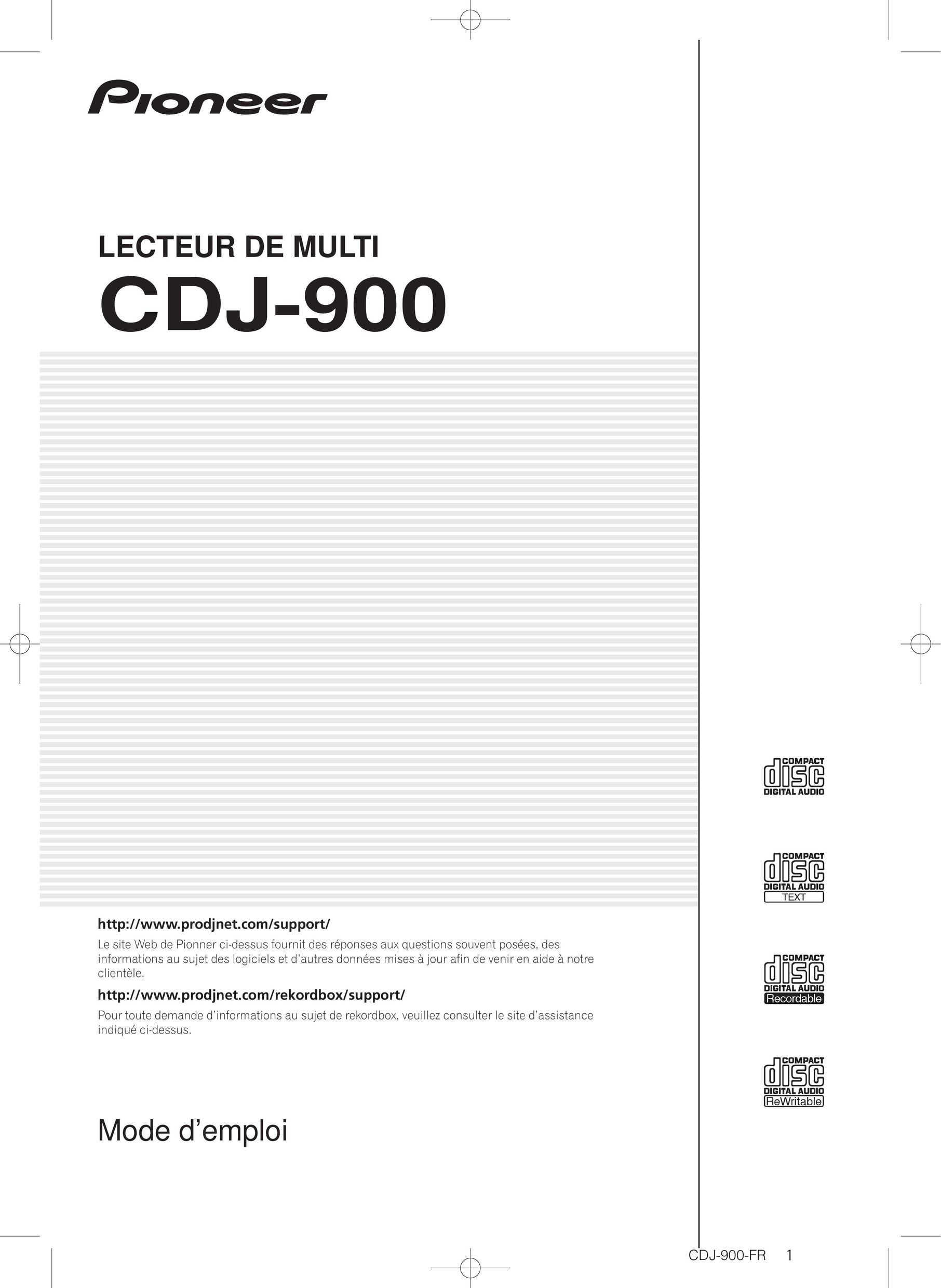 Pioneer CDJ-900 CD Player User Manual