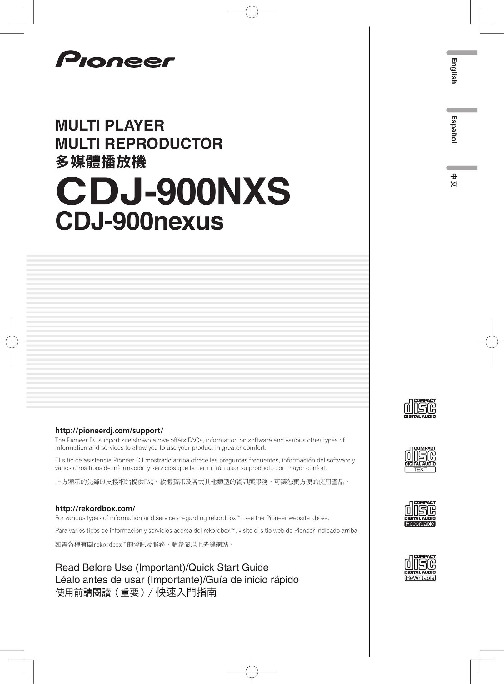 Pioneer cdj-900nxs CD Player User Manual