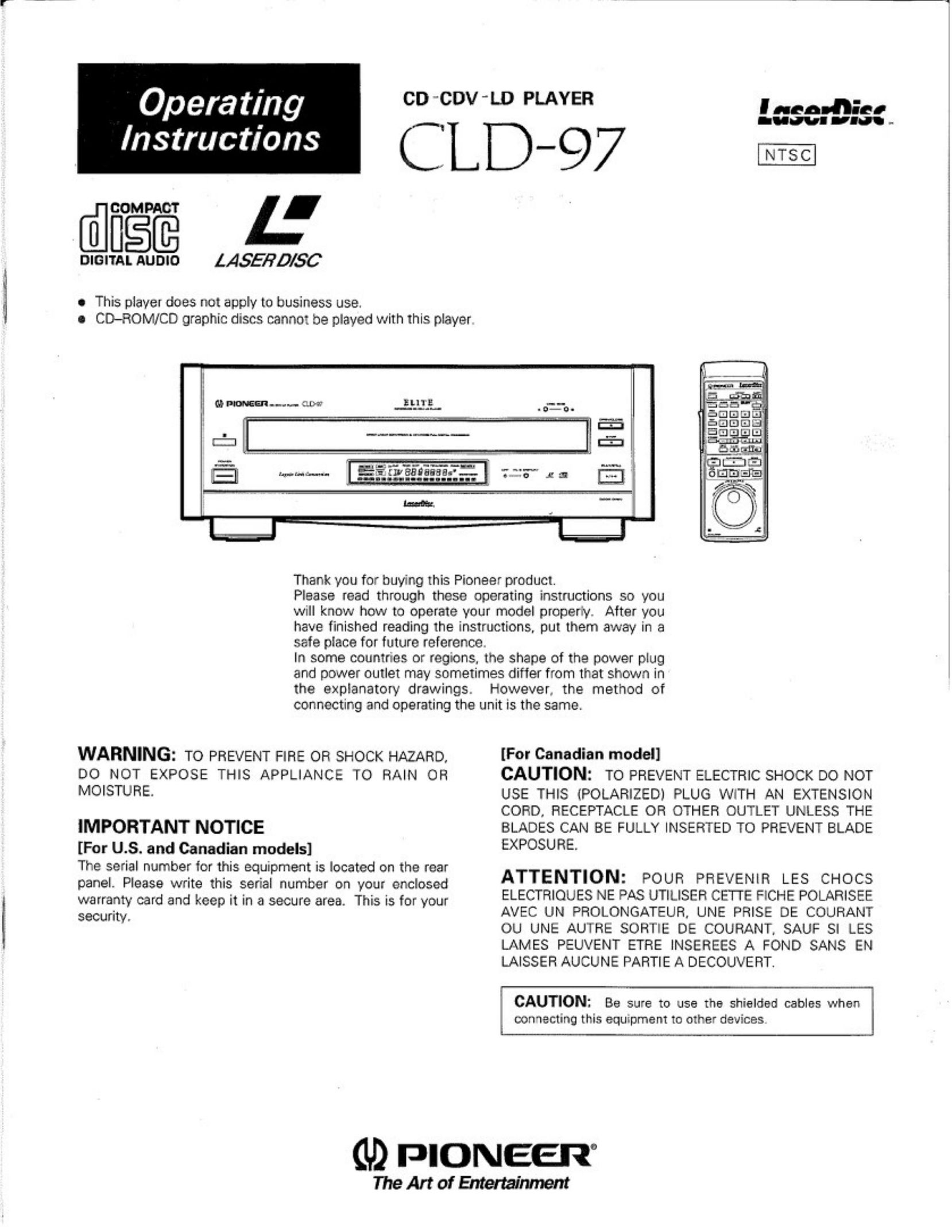 Pioneer CLD-97 CD Player User Manual