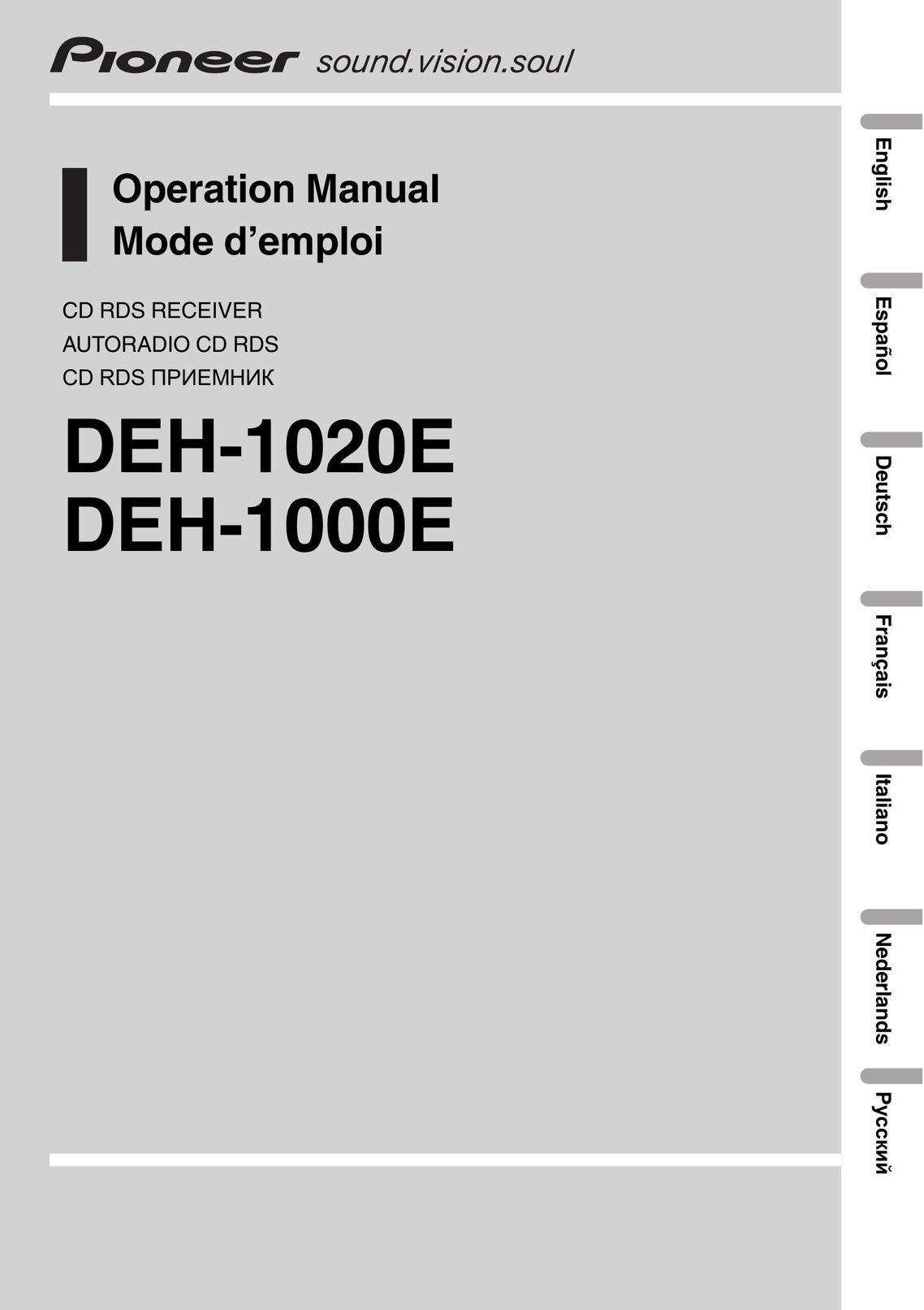 Pioneer DEH-1000E CD Player User Manual