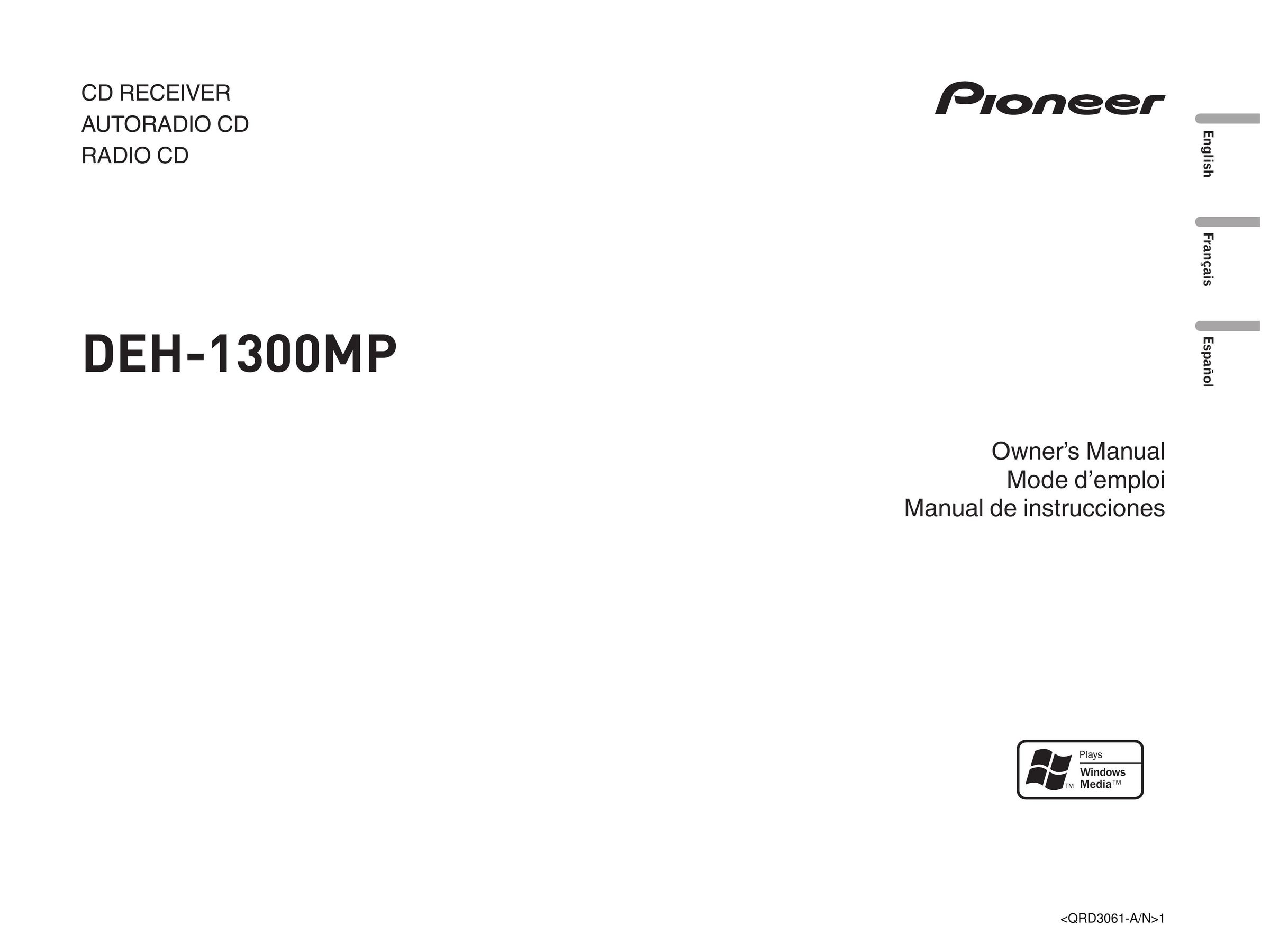 Pioneer DEH-1300MP CD Player User Manual