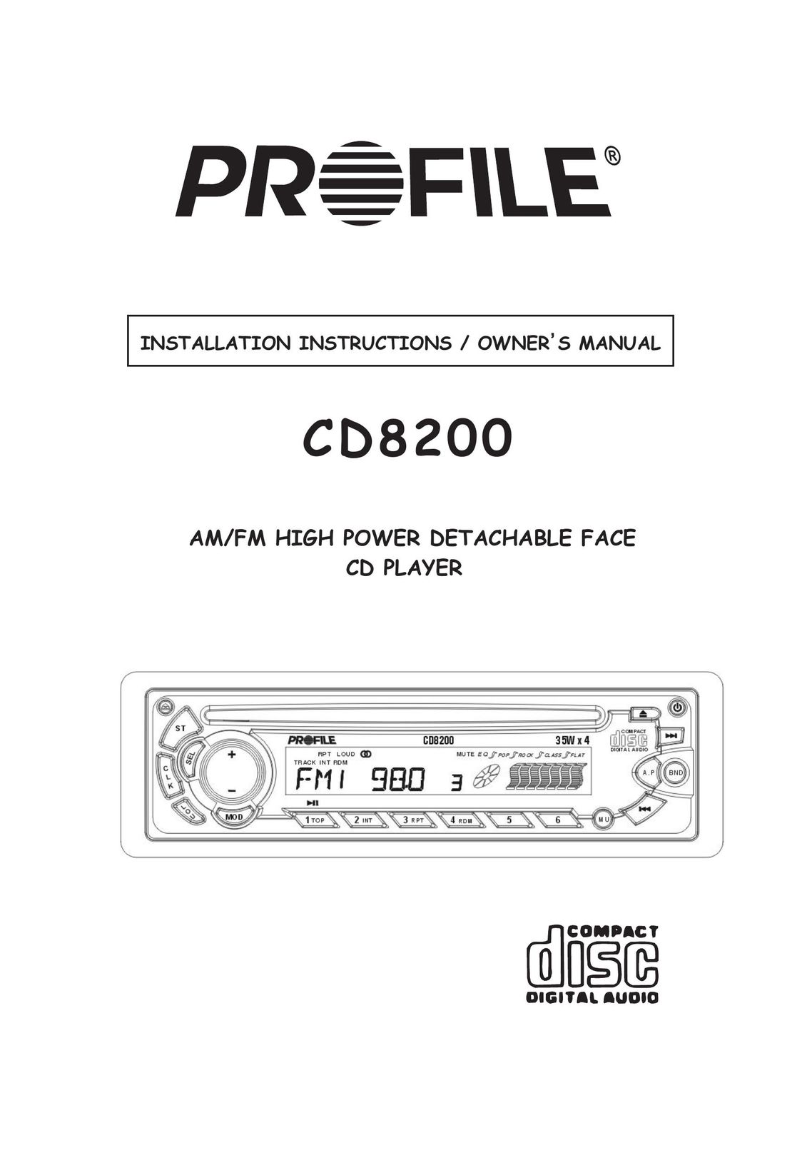 Profile CD8200 CD Player User Manual