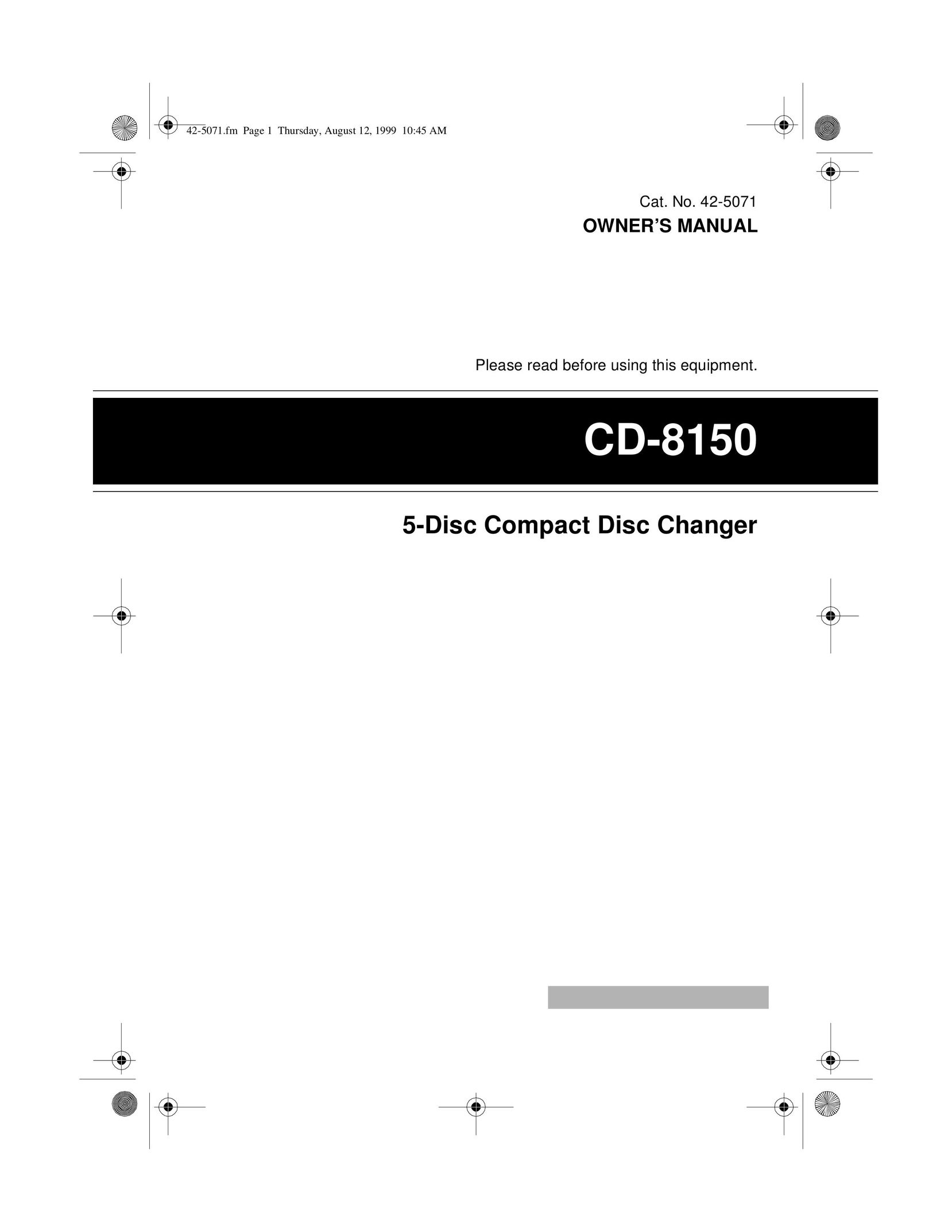 Radio Shack CD-8150 CD Player User Manual