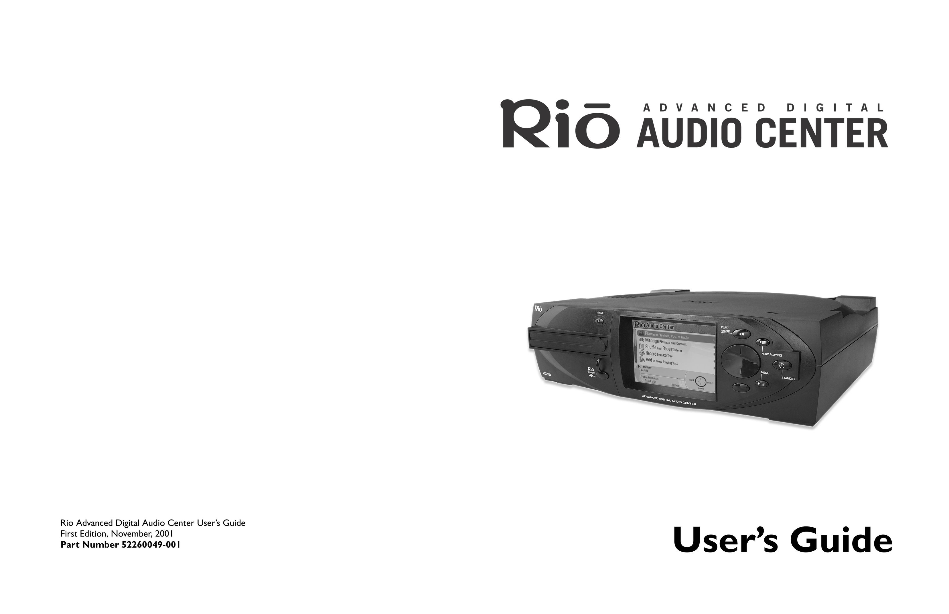 Rio Audio Advanced Digital Audio Center CD Player User Manual