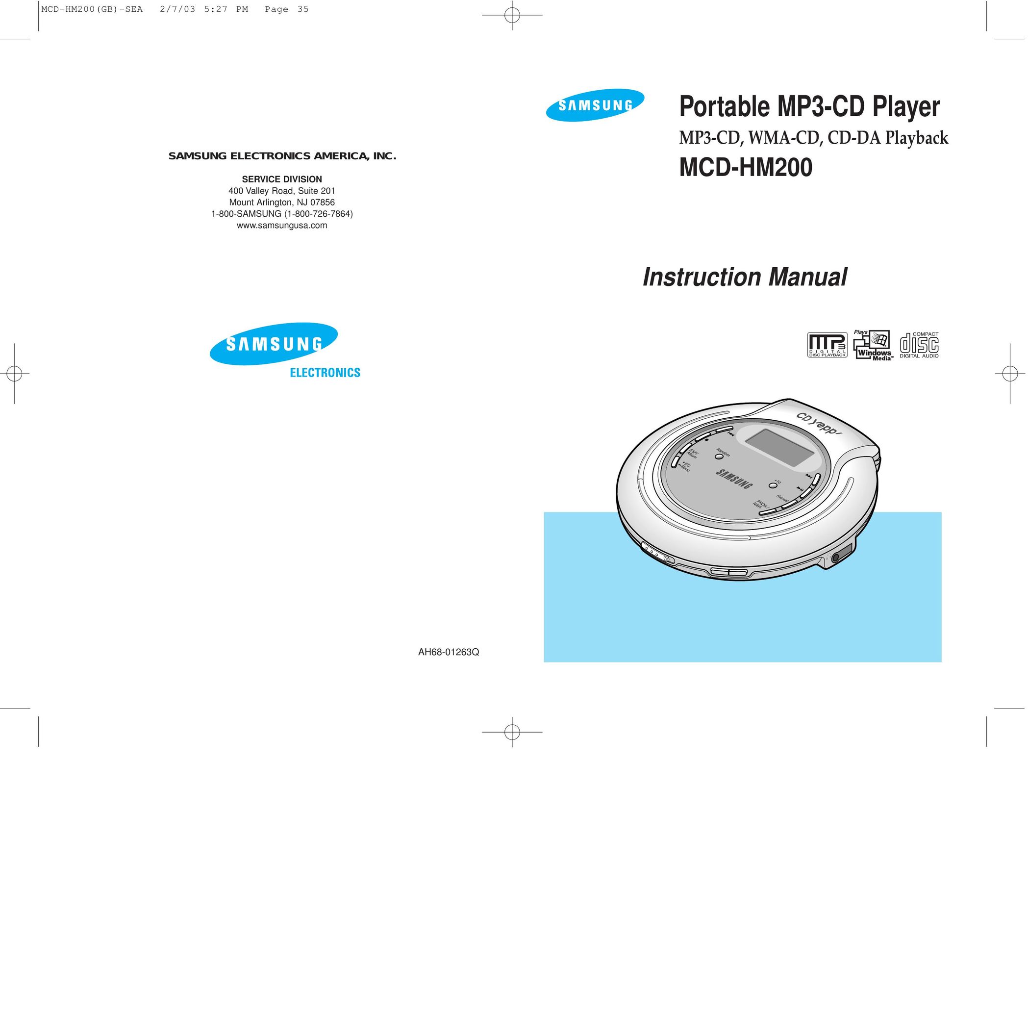 Samsung MCD-HM200 CD Player User Manual