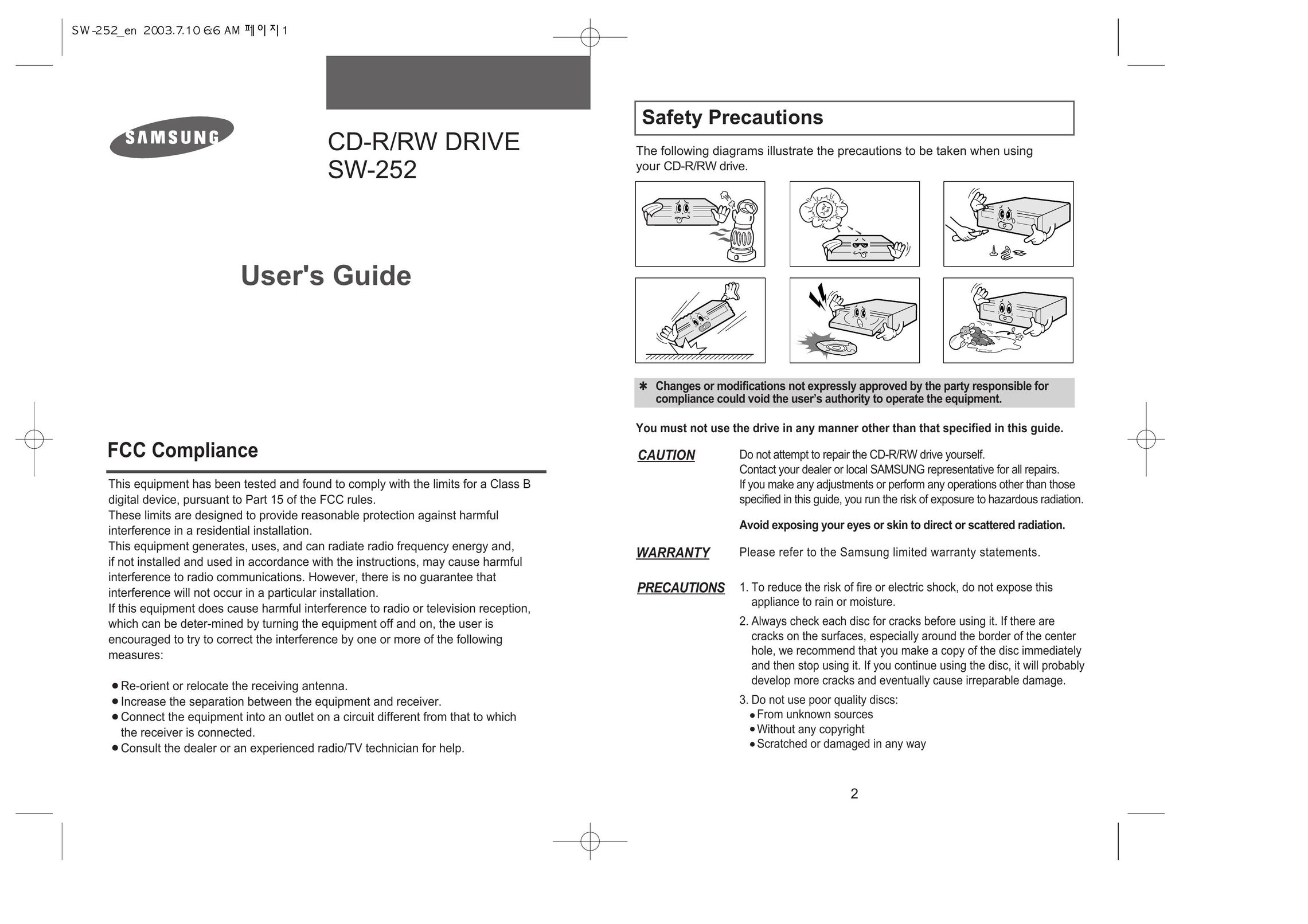 Samsung SW-252 CD Player User Manual